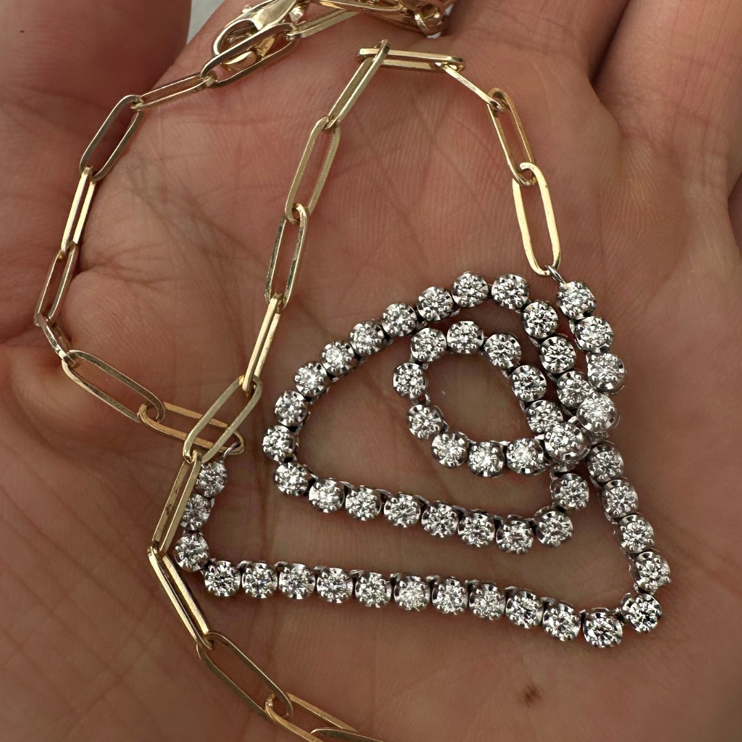 Collar Tenis Con Cadena Paperclip