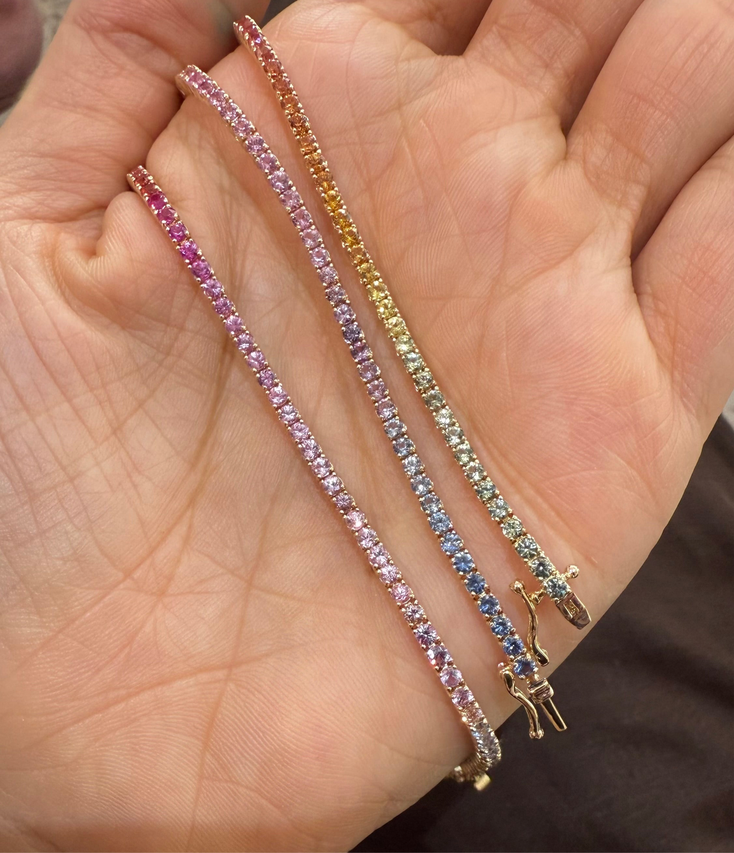 Pulsera Tenis de zafiros arcoíris 2mm