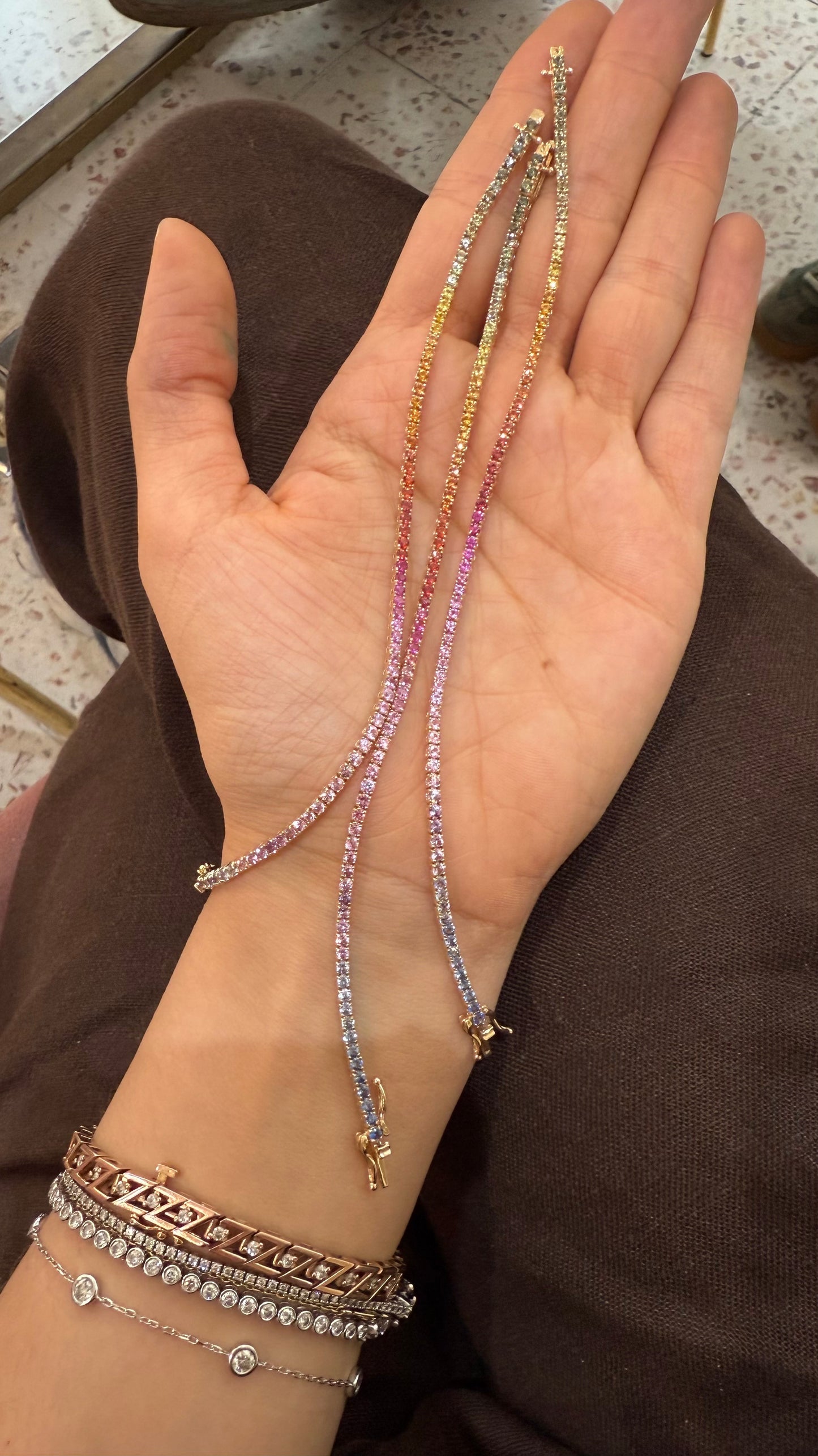 Pulsera Tenis de zafiros arcoíris 2mm