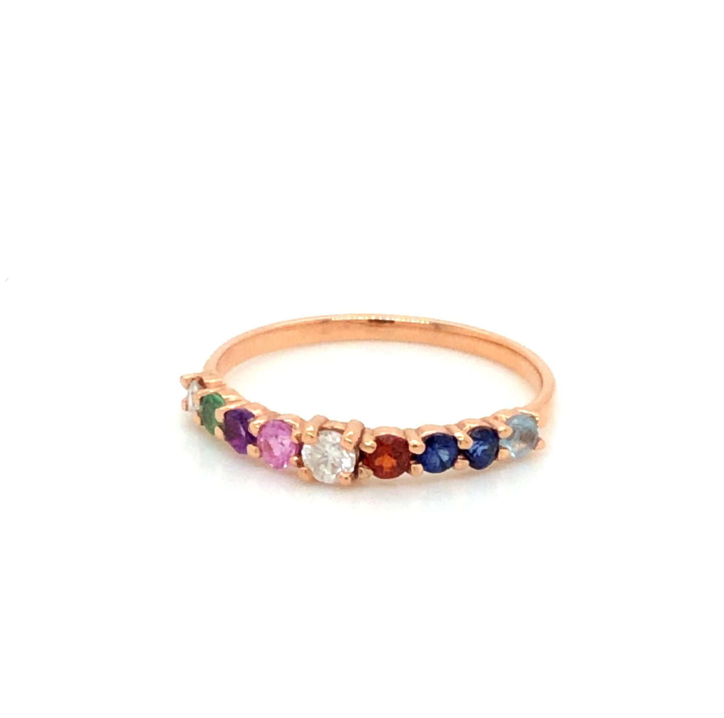 ENTREGA INMEDIATA / Anillo Piedras Tipo Churumbela / Oro Rosa14k / Talla 8