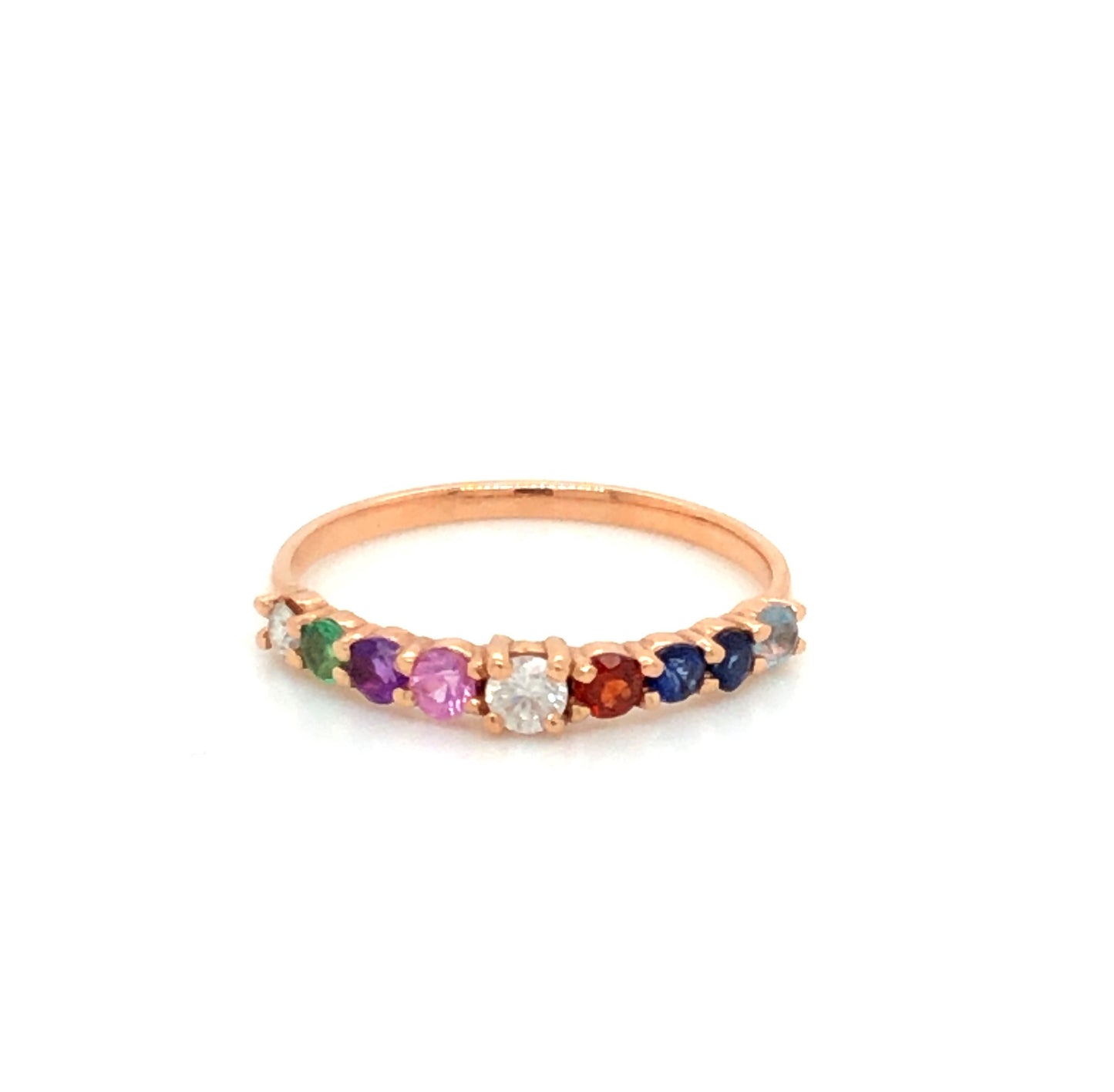 ENTREGA INMEDIATA / Anillo Piedras Tipo Churumbela / Oro Rosa14k / Talla 8