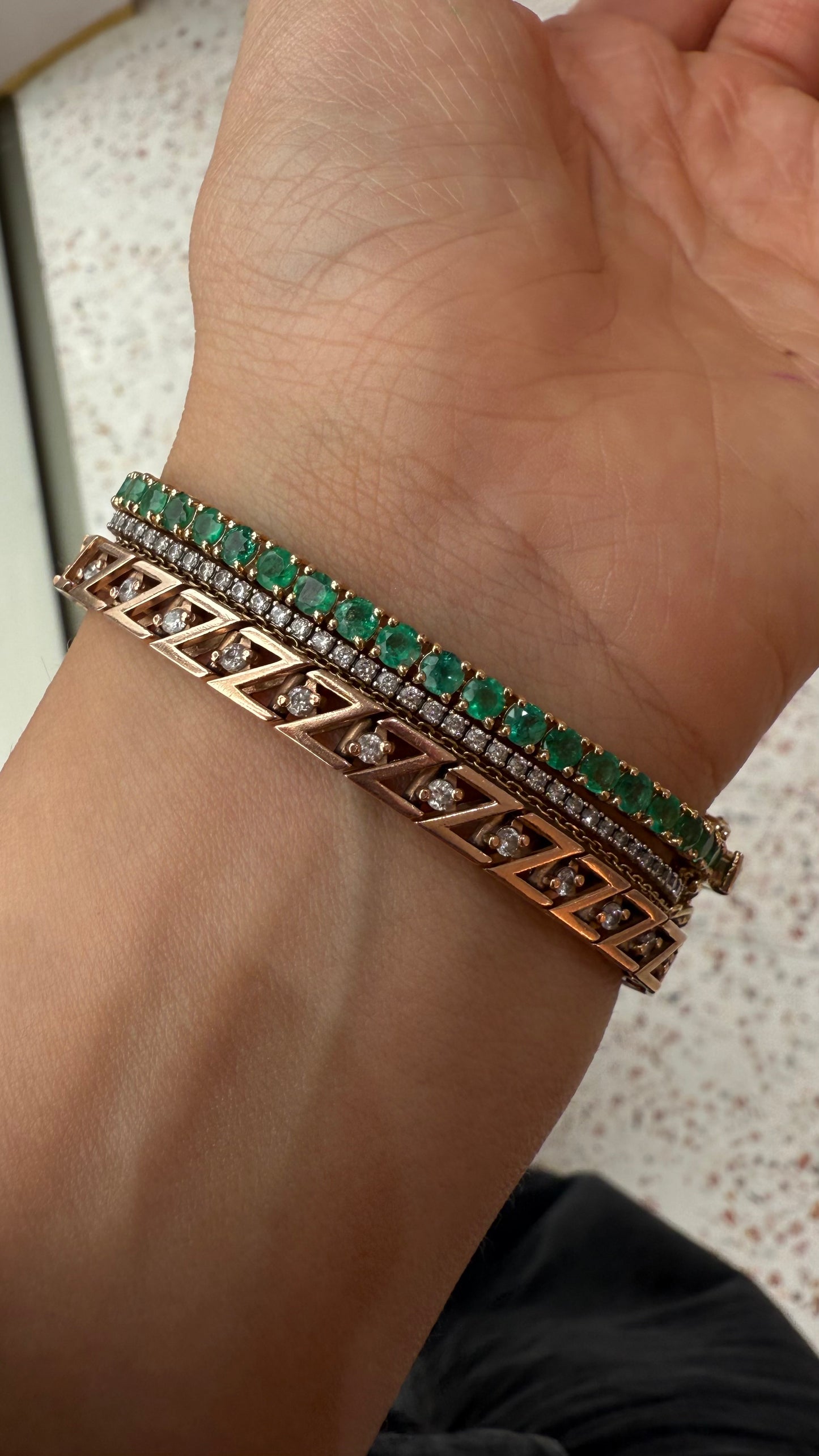 ENTREGA INMEDIATA / PIEZA ÚNICA / Pulsera Tenis Esmeralda 3mm / Oro amarillo 14k