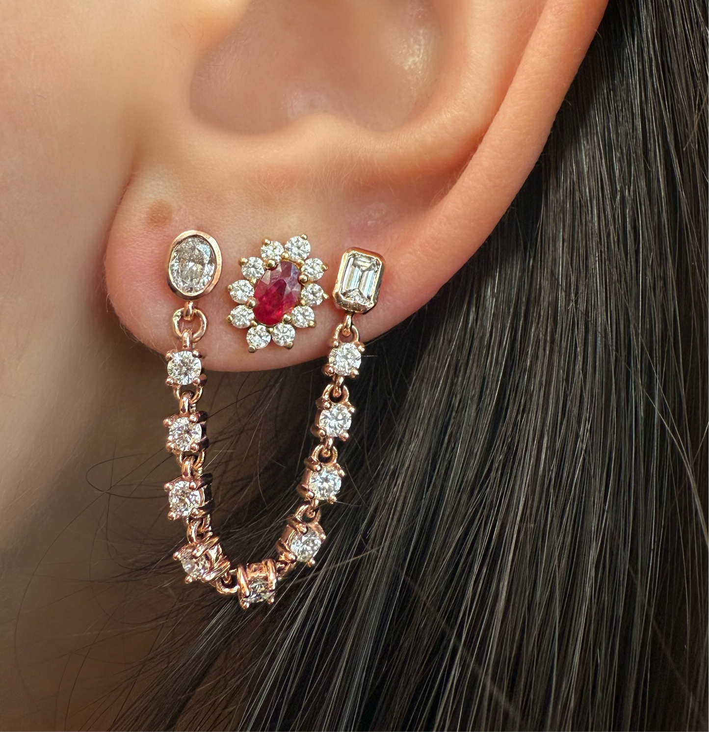 Arete Nicole doble de diamantes