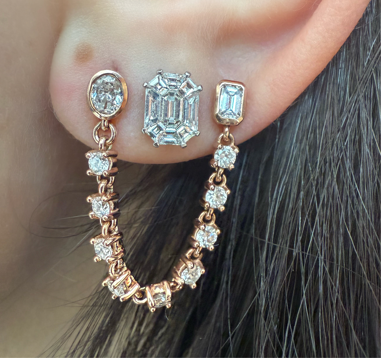 Arete Nicole doble de diamantes