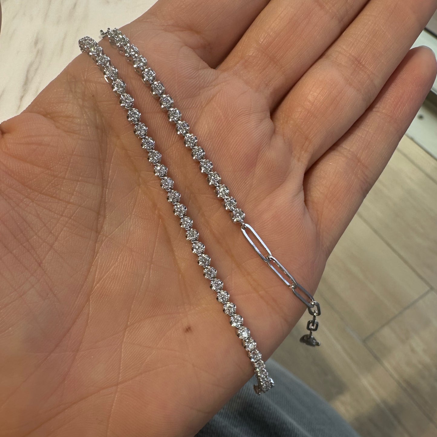 Pulsera Tenis Con Cadena Paperclip / Esmeralda, Rubí o Zafiro