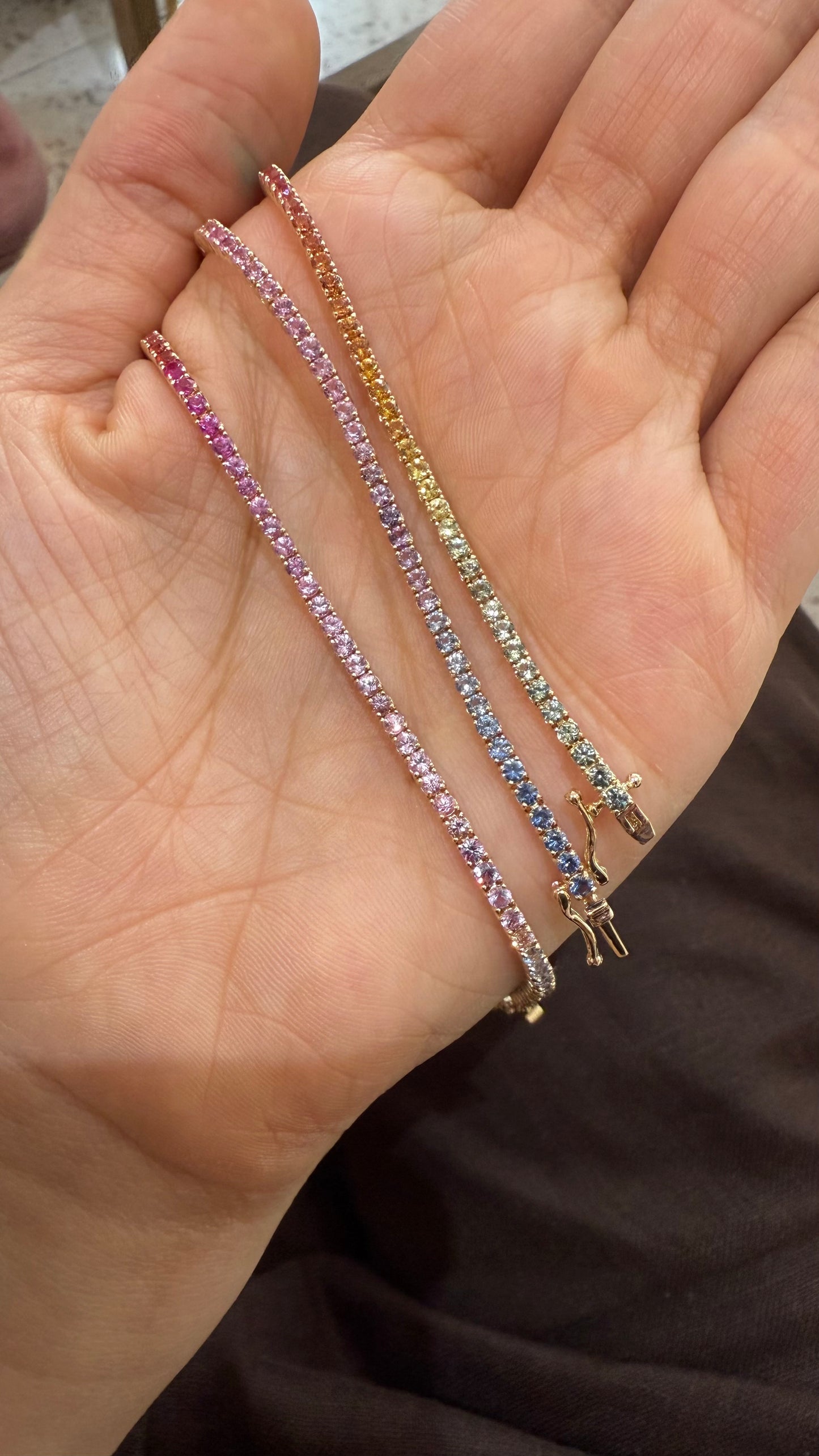 Pulsera Tenis de zafiros arcoíris 2mm