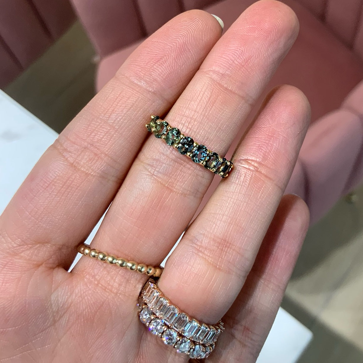 Media Churumbela Liat de Zafiros Verdes con tonos azules