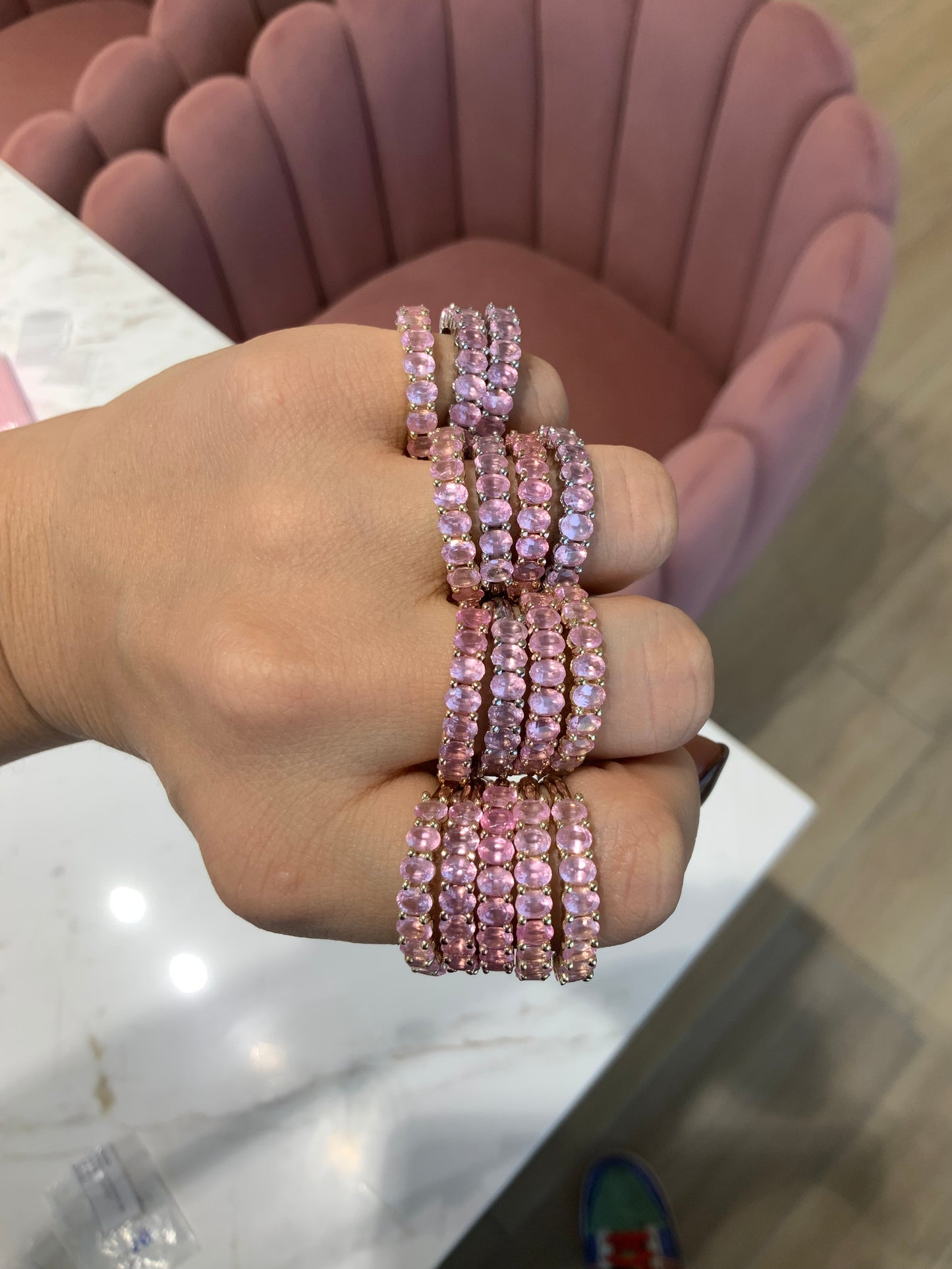 Media Churumbela Liat de Espinela Opalescente en tono Bubblegum Pink