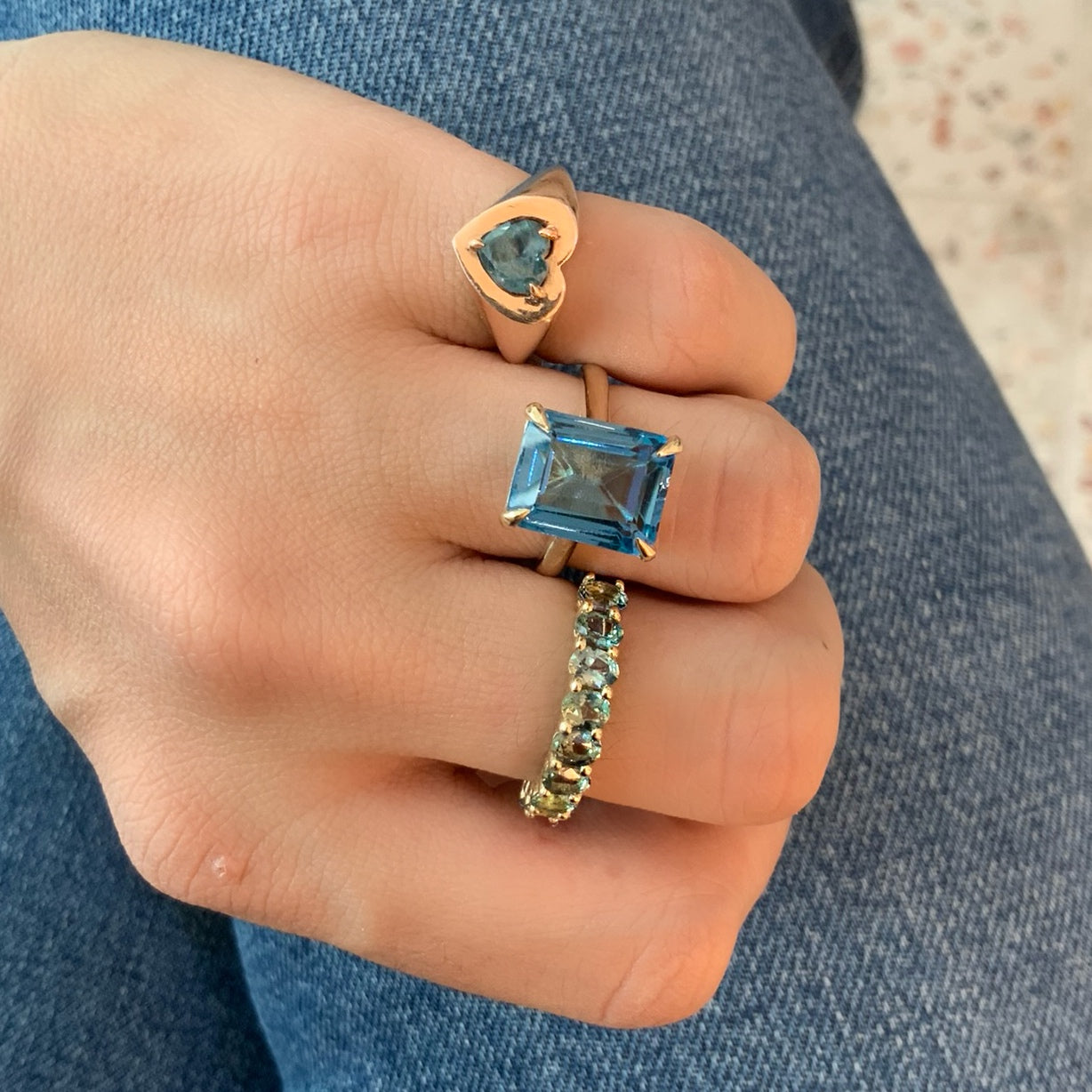 Media Churumbela Liat de Zafiros Verdes con tonos azules