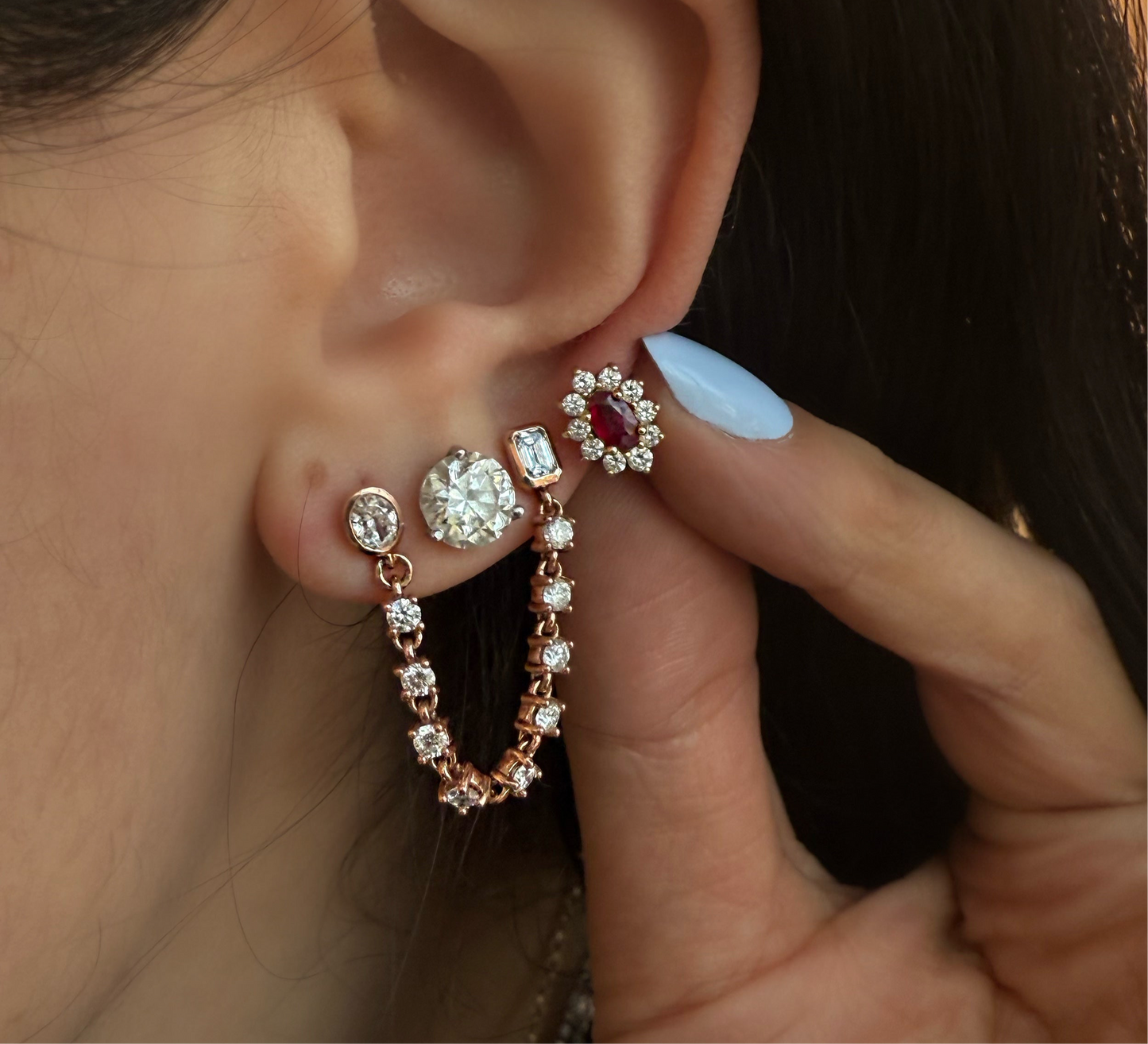 Arete Nicole doble de diamantes