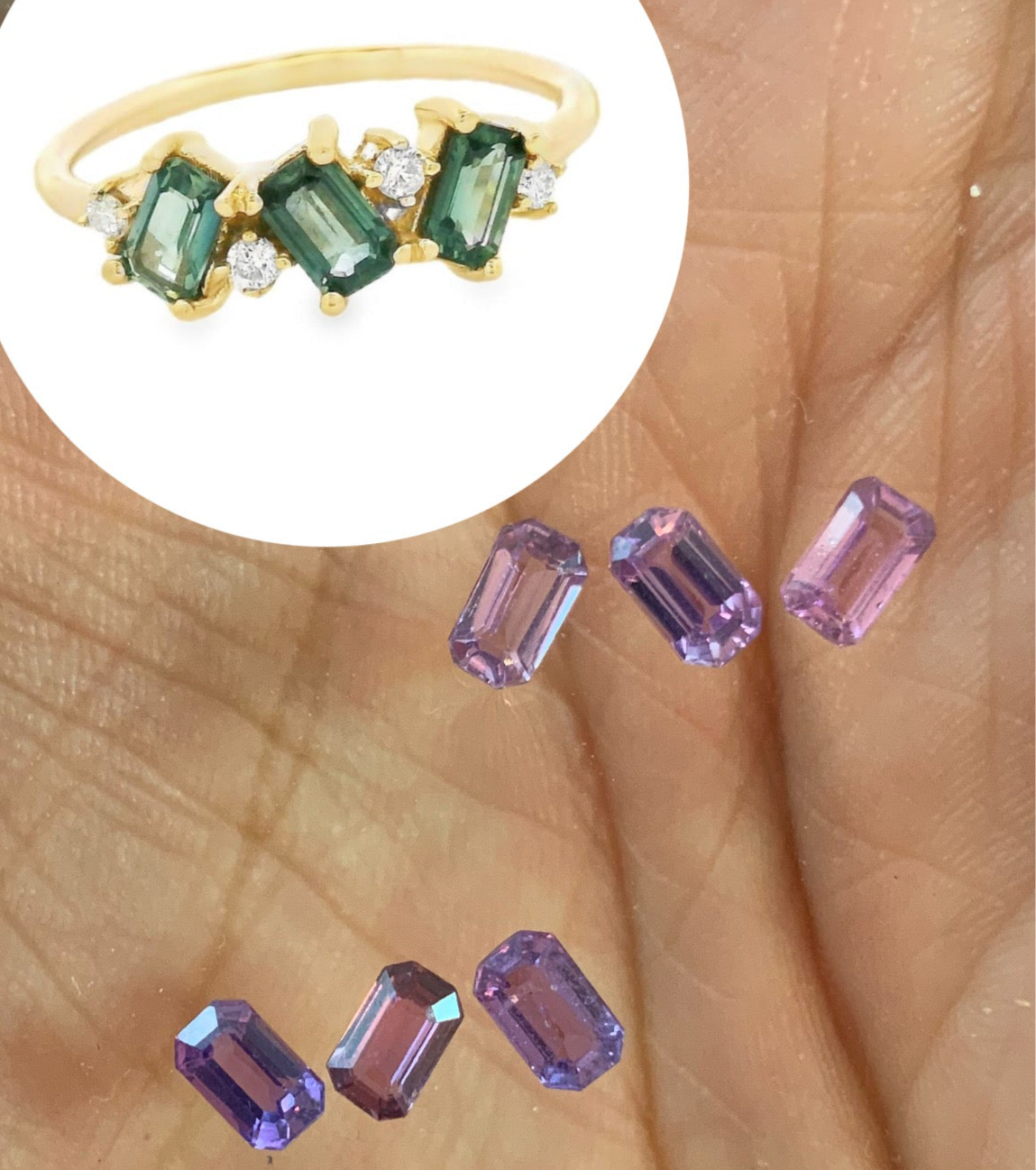 Anillo Tania con Zafiros Rosas/Morados