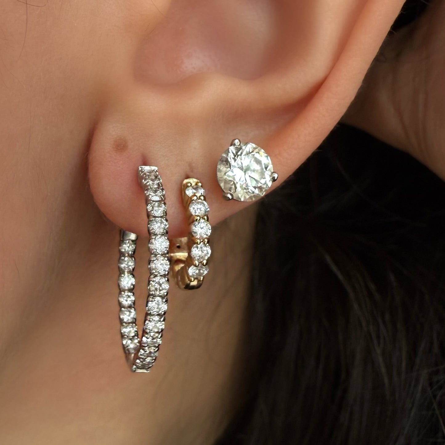 Arracadas de Diamantes con Diamantes Internos