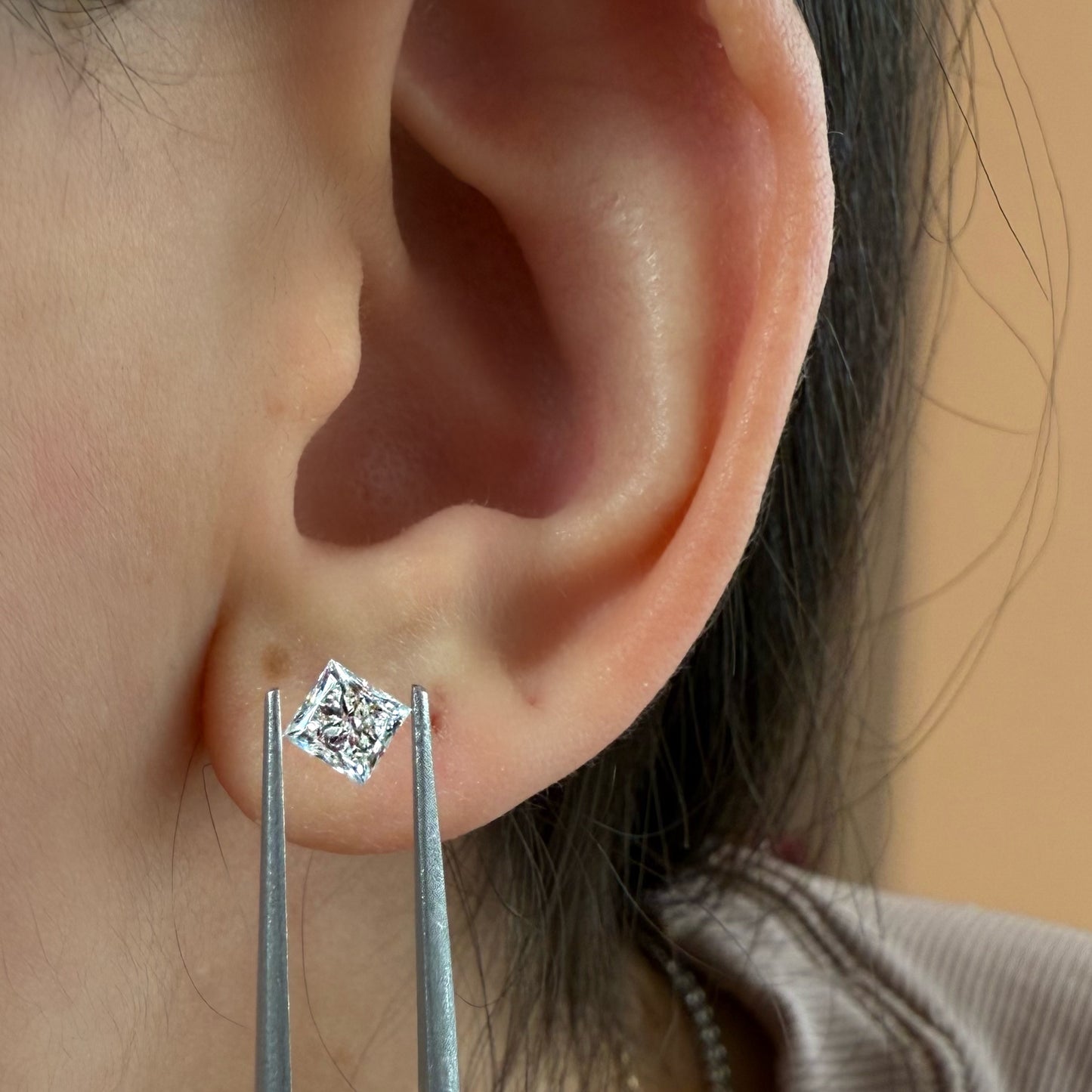 Aretes de Diamante de 0.50ct cada uno (total 1ct) corte PRINCESS