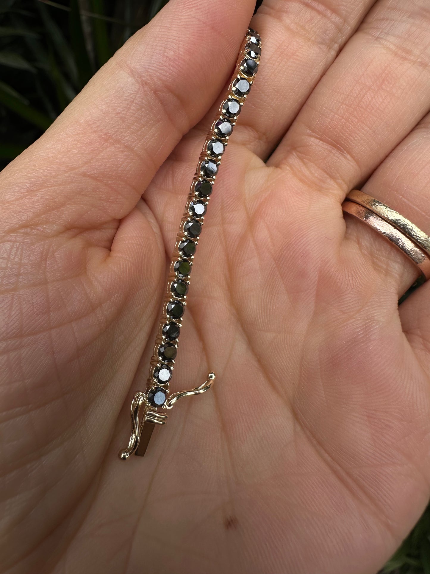 ENTREGA INMEDIATA / PIEZA ÚNICA / Pulsera Tenis de Diamante Negro 3mm / 19cm