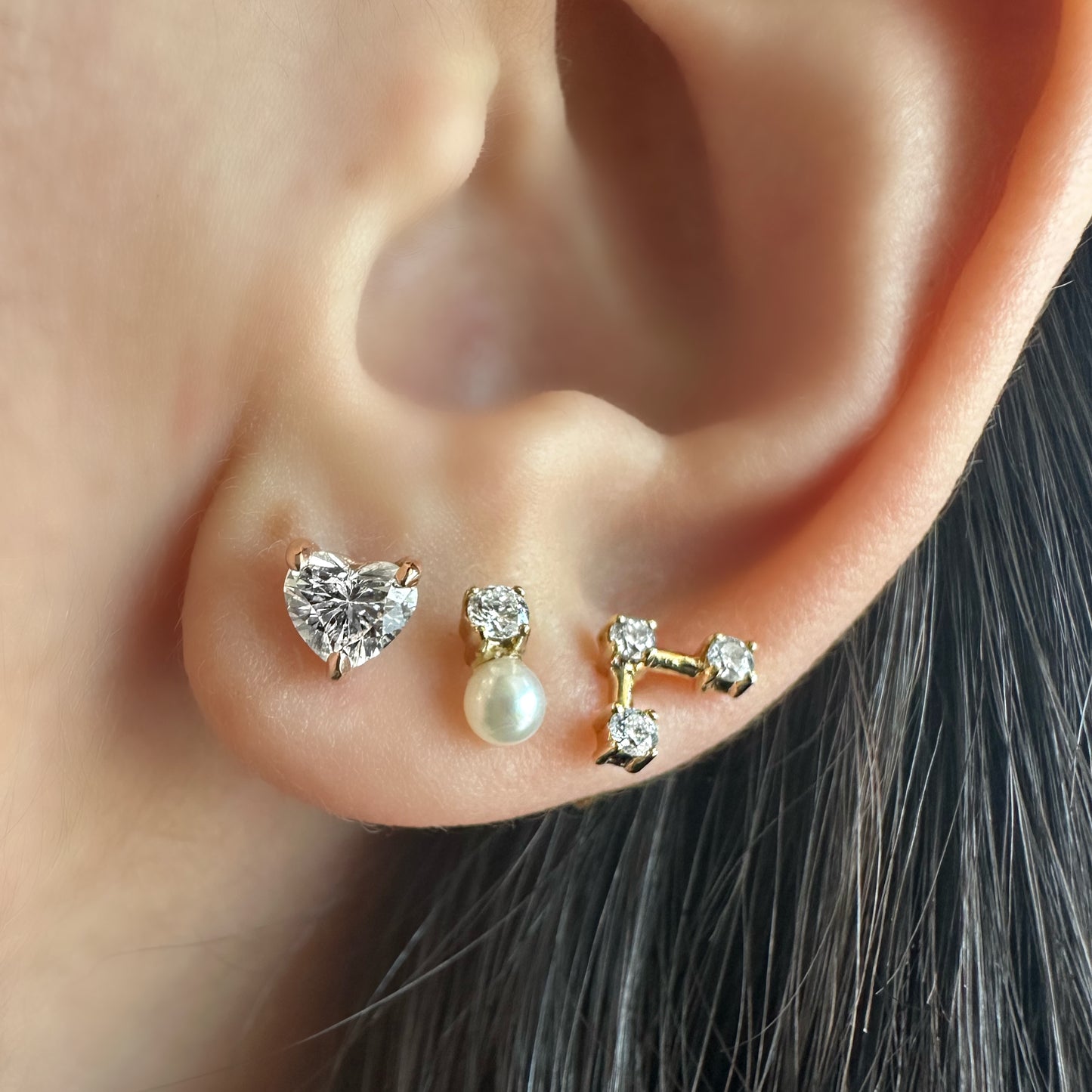 Aretes de Corazón de Diamantes de 0.30ct (0.60ct el par)