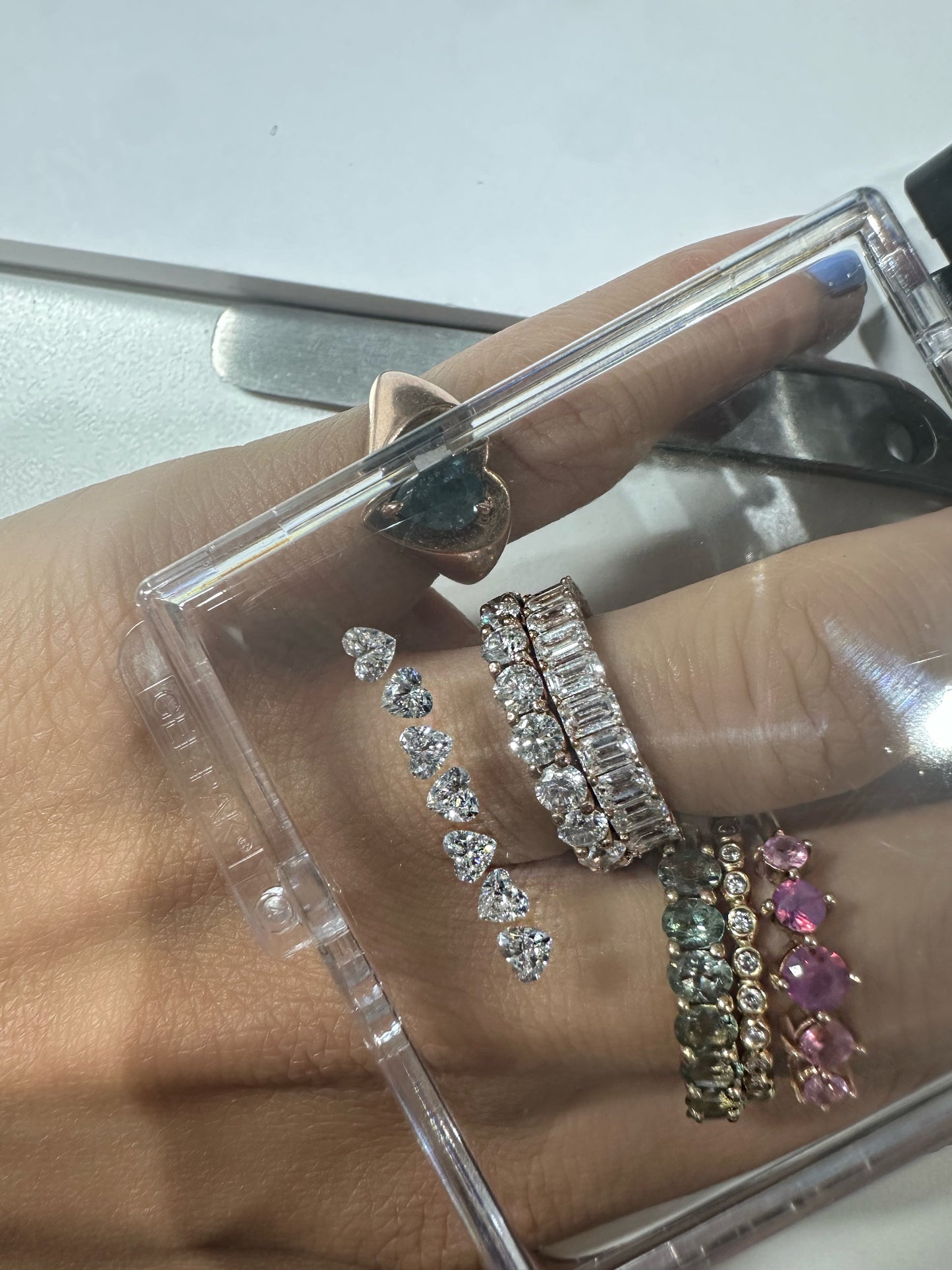 Media Churumbela de Diamantes de Corazón (5 Piezas) Total 1.05ct