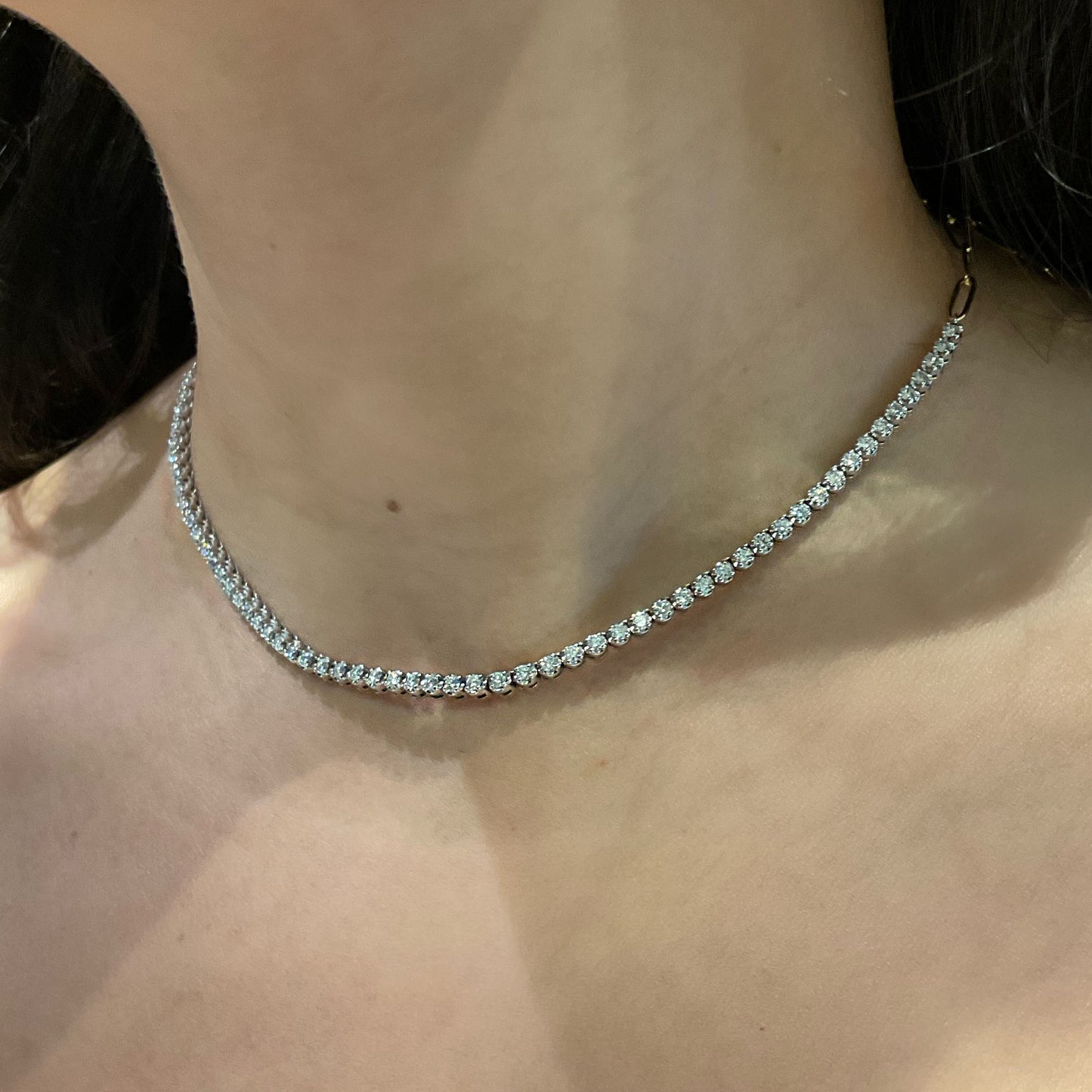 Collar Tenis Con Cadena Paperclip