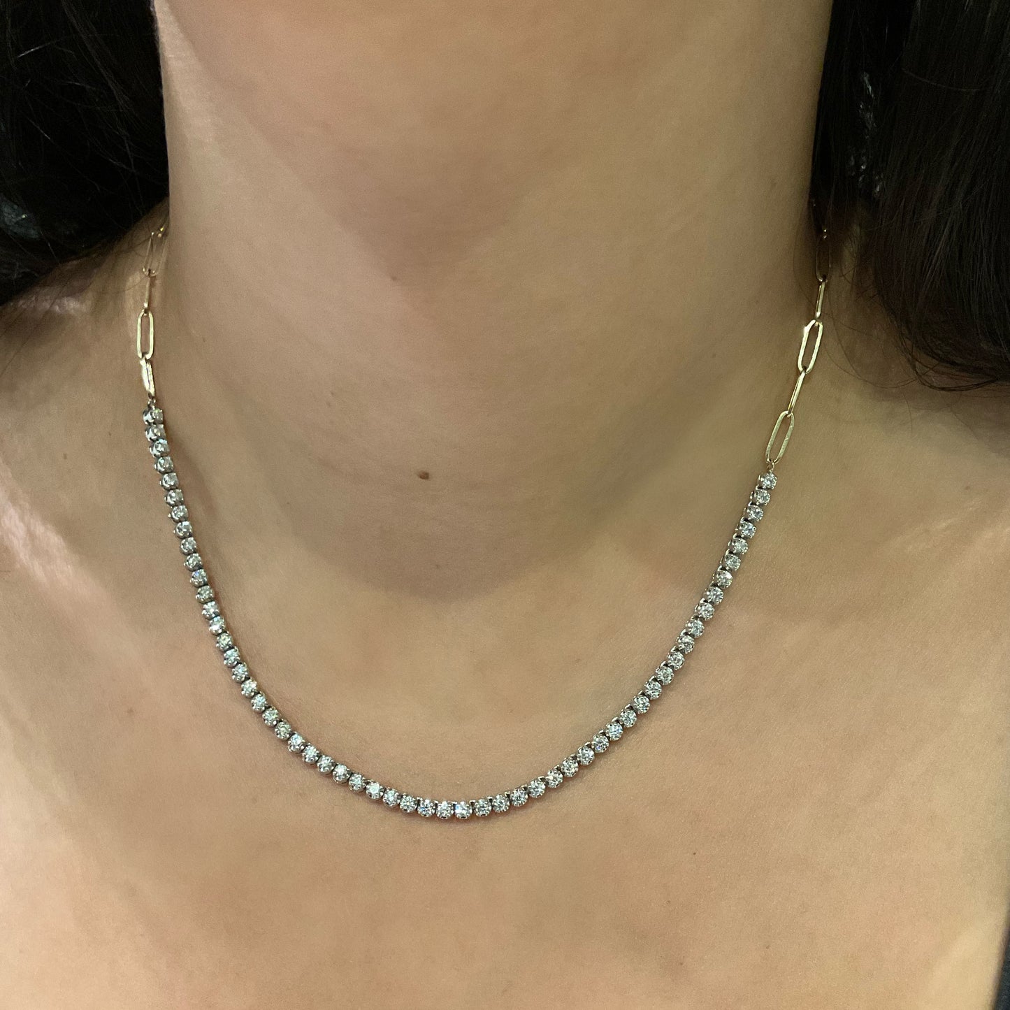 Collar Tenis Con Cadena Paperclip