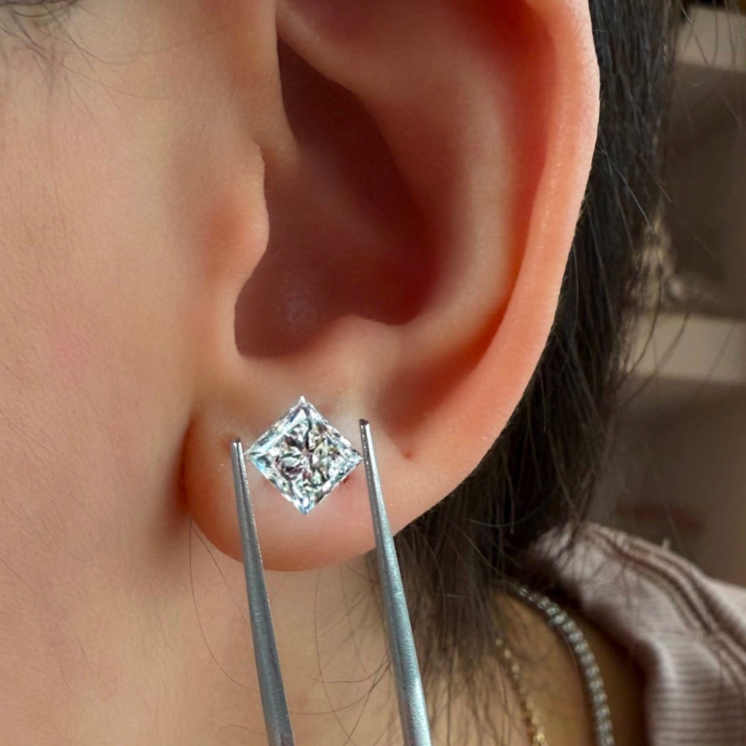Aretes de Diamante de 1ct cada uno (total 2ct) corte PRINCESS