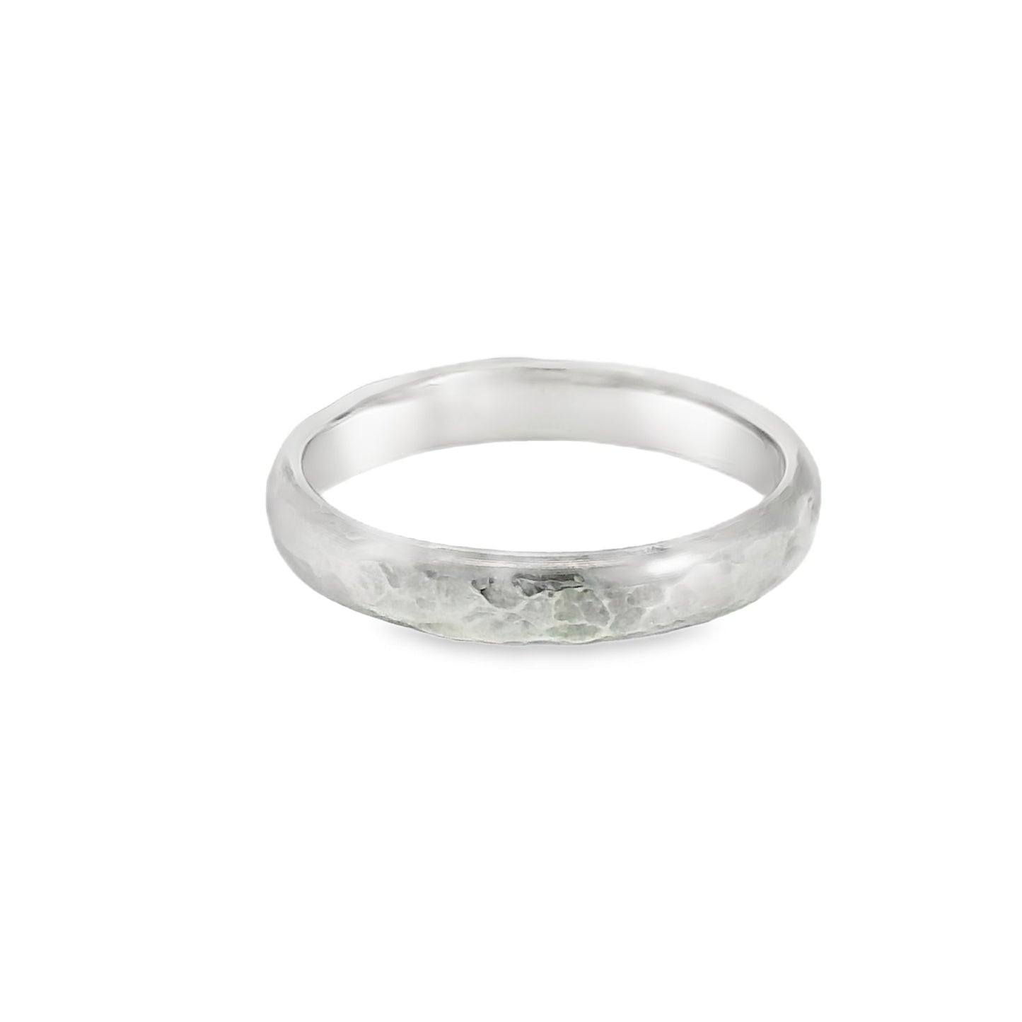 ENTREGA INMEDIATA / PIEZA ÚNICA / Argolla Media Caña Texturizada 3MM / Oro blanco 14K / Talla 4