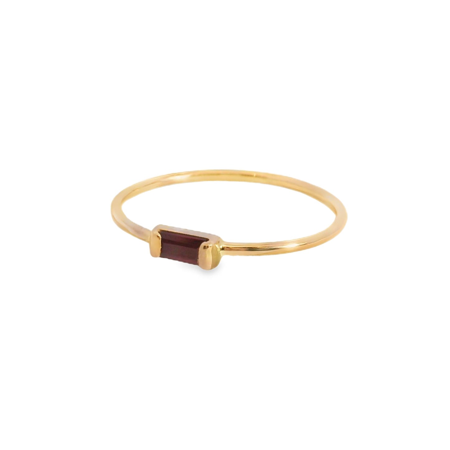 ENTREGA INMEDIATA / Anillo Piedra Horizontal con Rubí / Oro rosa 14K / Talla 6