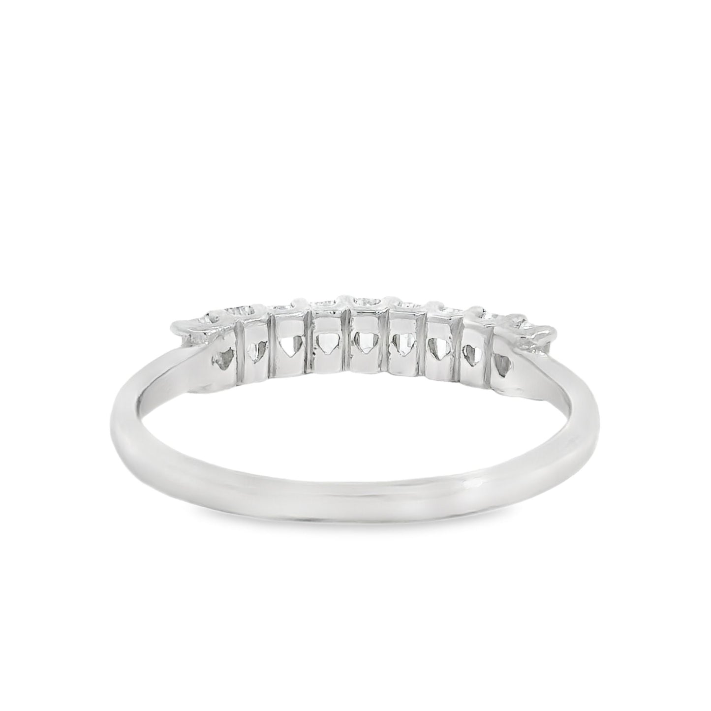 ENTREGA INMEDIATA / Media Churumbela con Diamantes corte Esmeralda (0.10 cts cada uno) / Oro blanco 14K / Talla 8.5