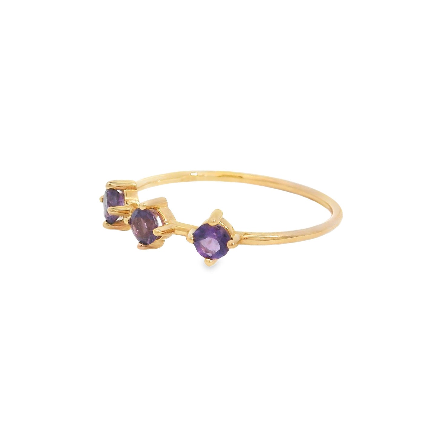 ENTREGA INMEDIATA / Anillo Renata con Amatistas / Oro rosa 14K / Talla 6.75