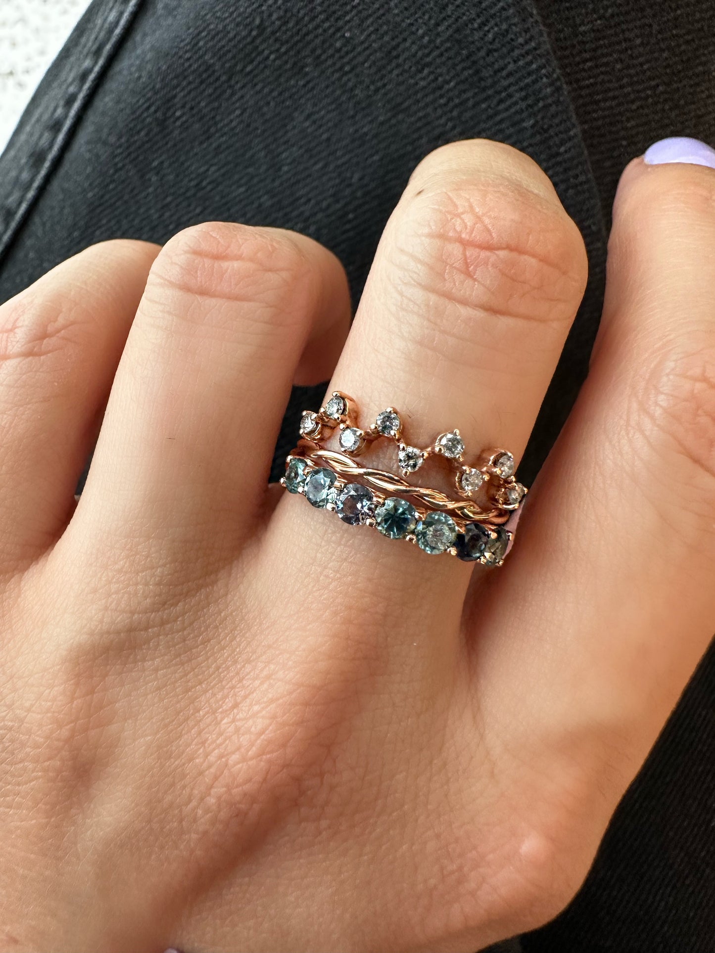Churumbela of greenish blue Sapphires 3.5mm
