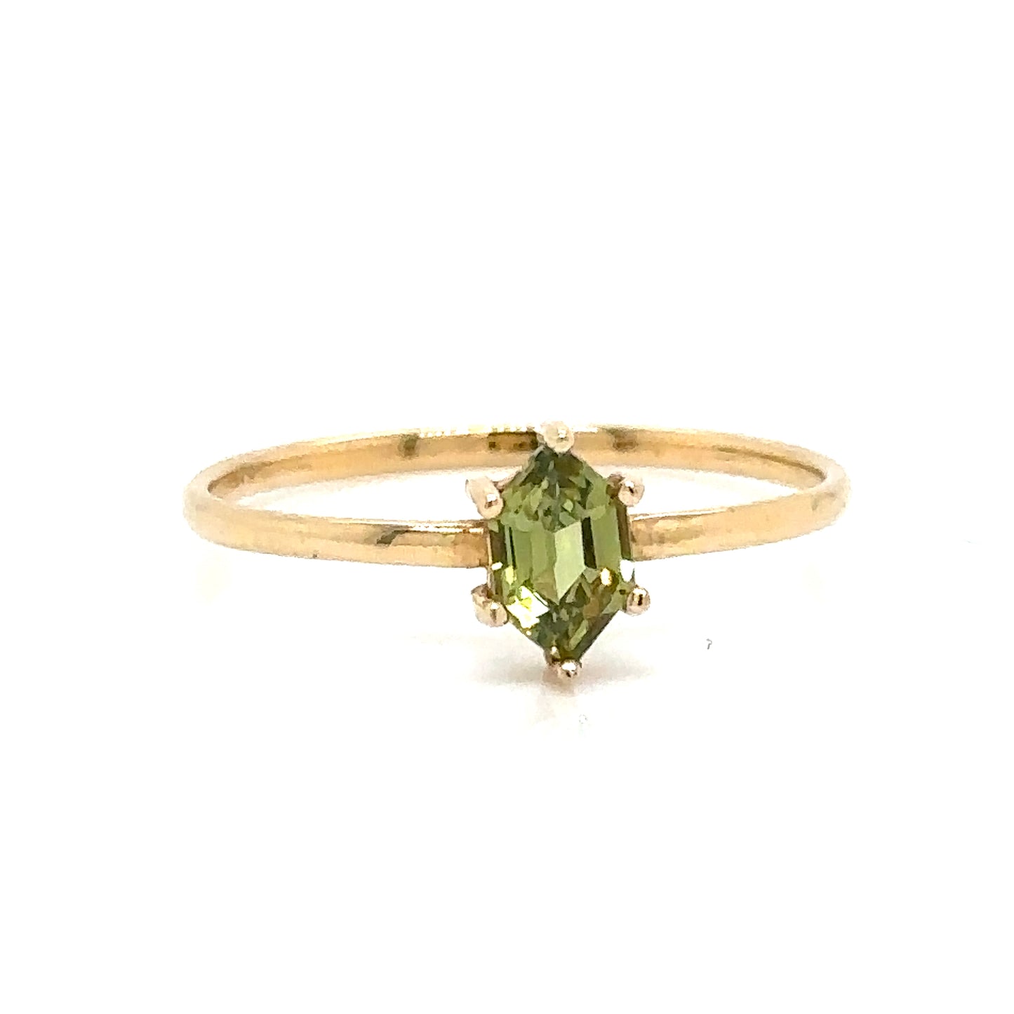 ENTREGA INMEDIATA / Anillo de Zafiro Verde Hexagonal / Oro amarillo 14k / talla 10