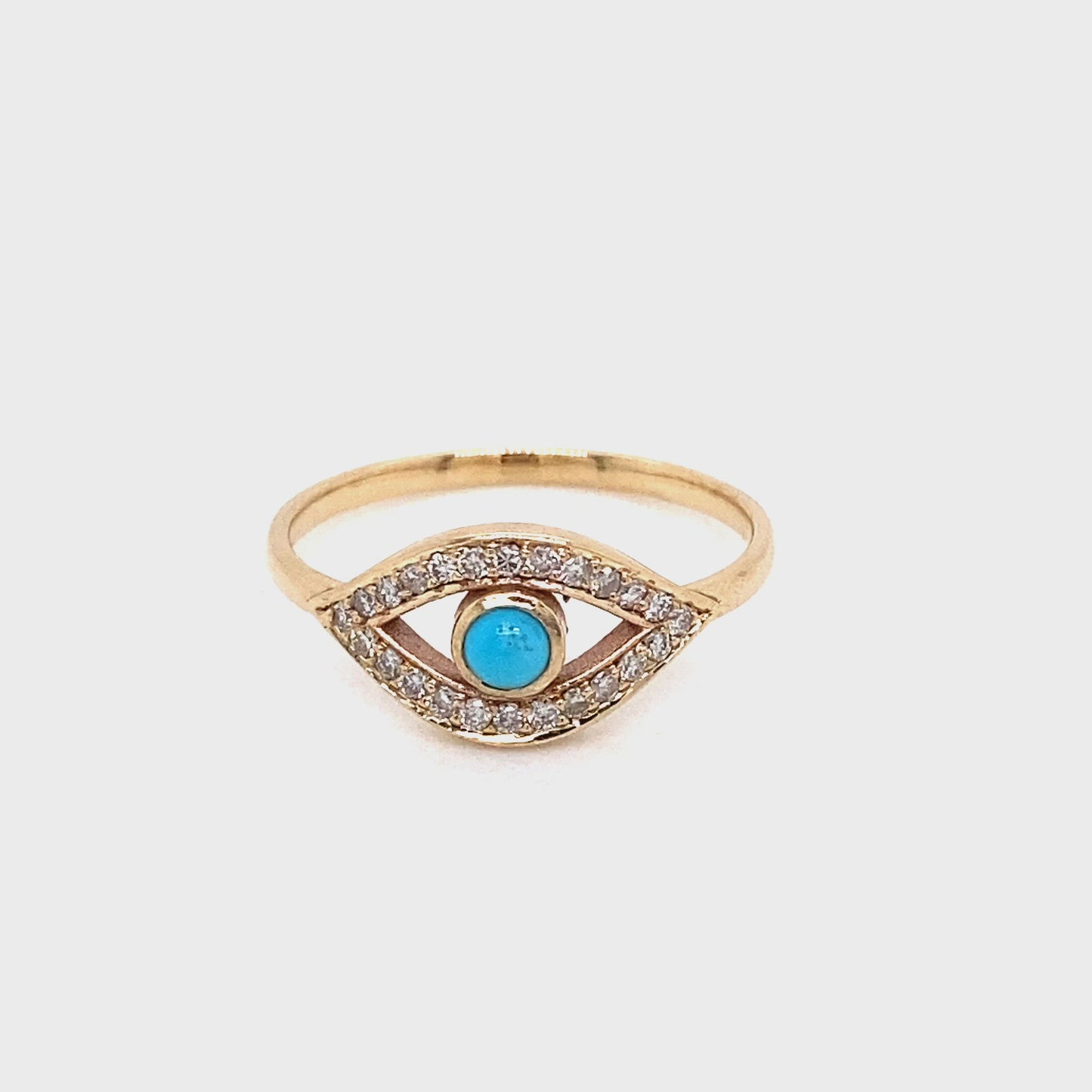 Anillo de Ojo con Diamantes y Turquesa