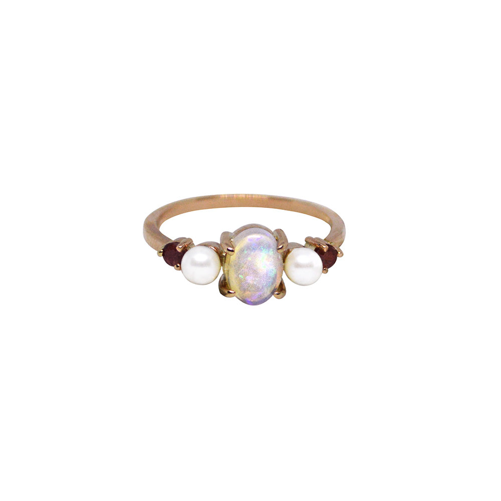 Pearl and opal ring top