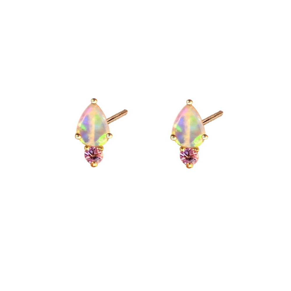 Aretes de Ópalo con Zafiro Rosa