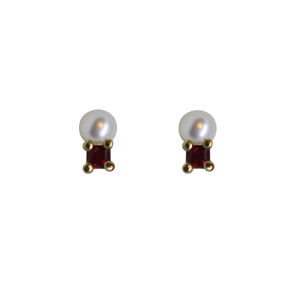 Pearl and Ruby Earrings