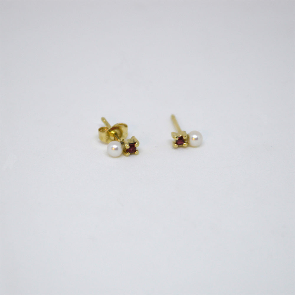 Pearl and Ruby Earrings