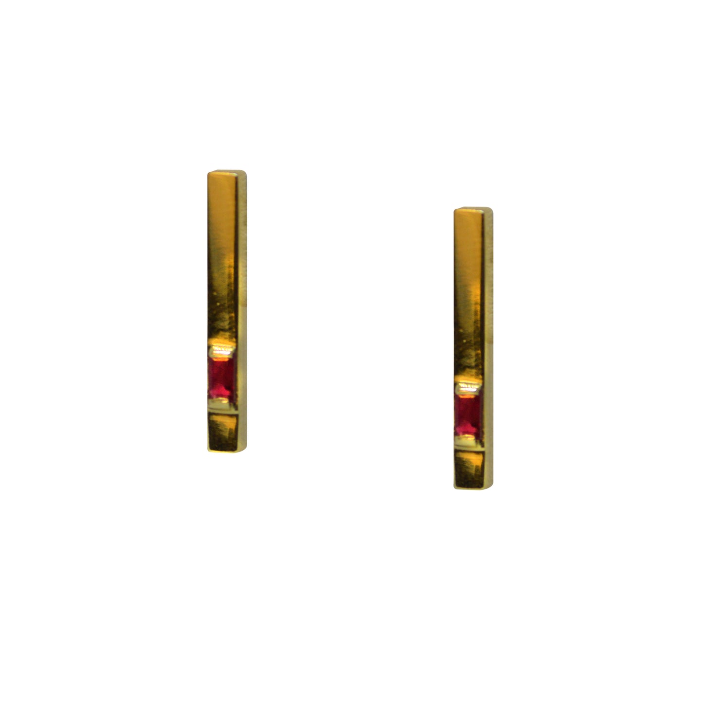 Aretes de Barra con Rubí