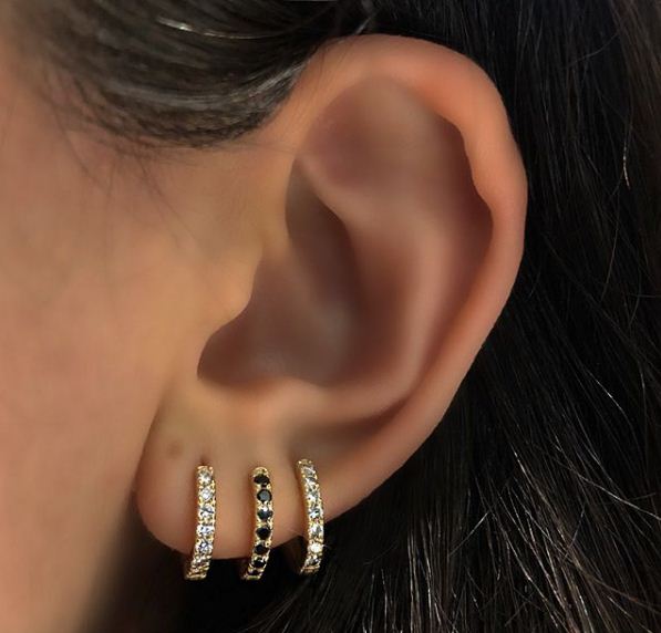 Malke Black Diamond Hoop Earrings (One Piece)