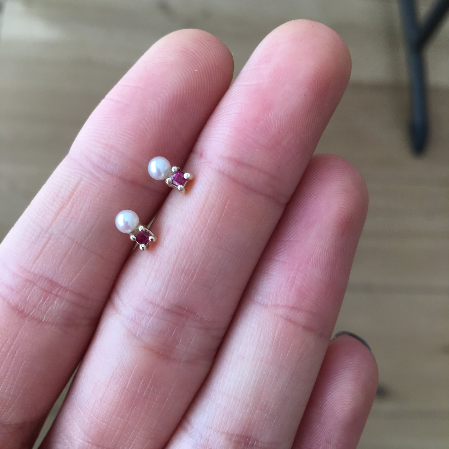 Pearl and Ruby Earrings