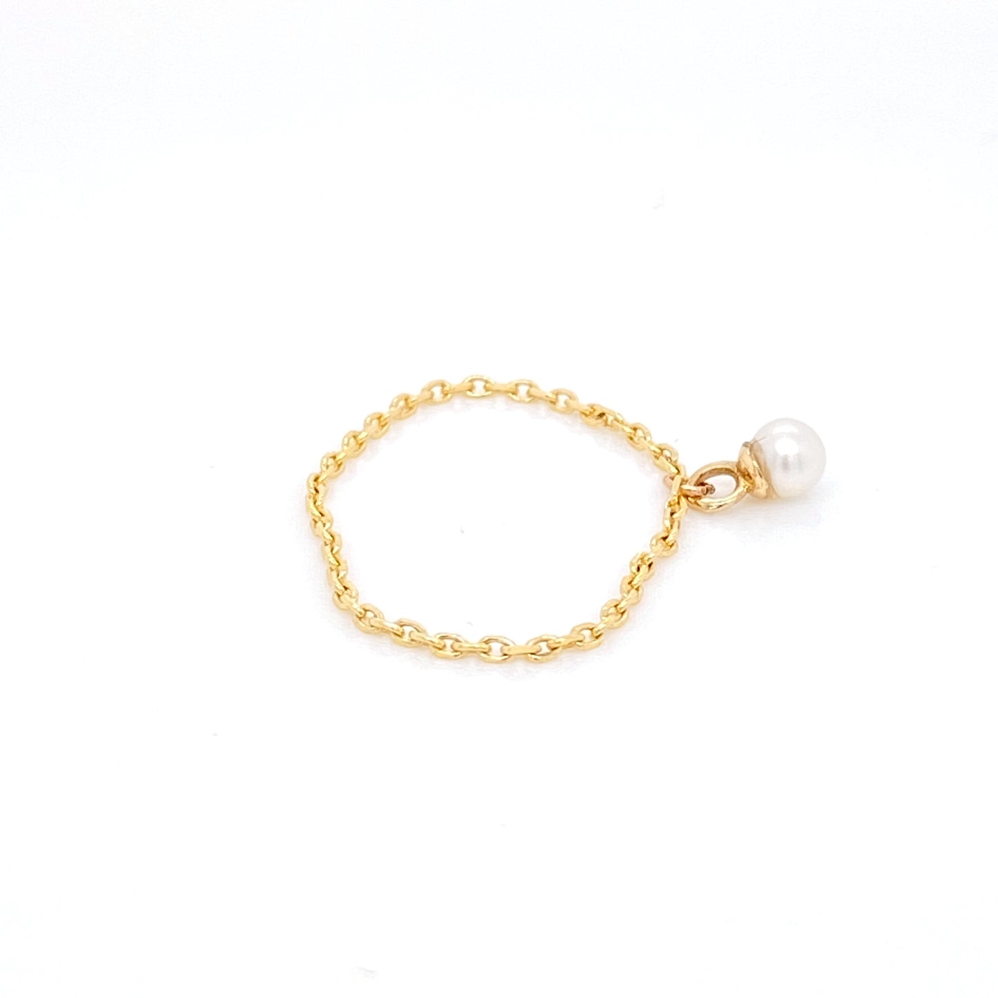 Anillo de Cadena con Perla colgante