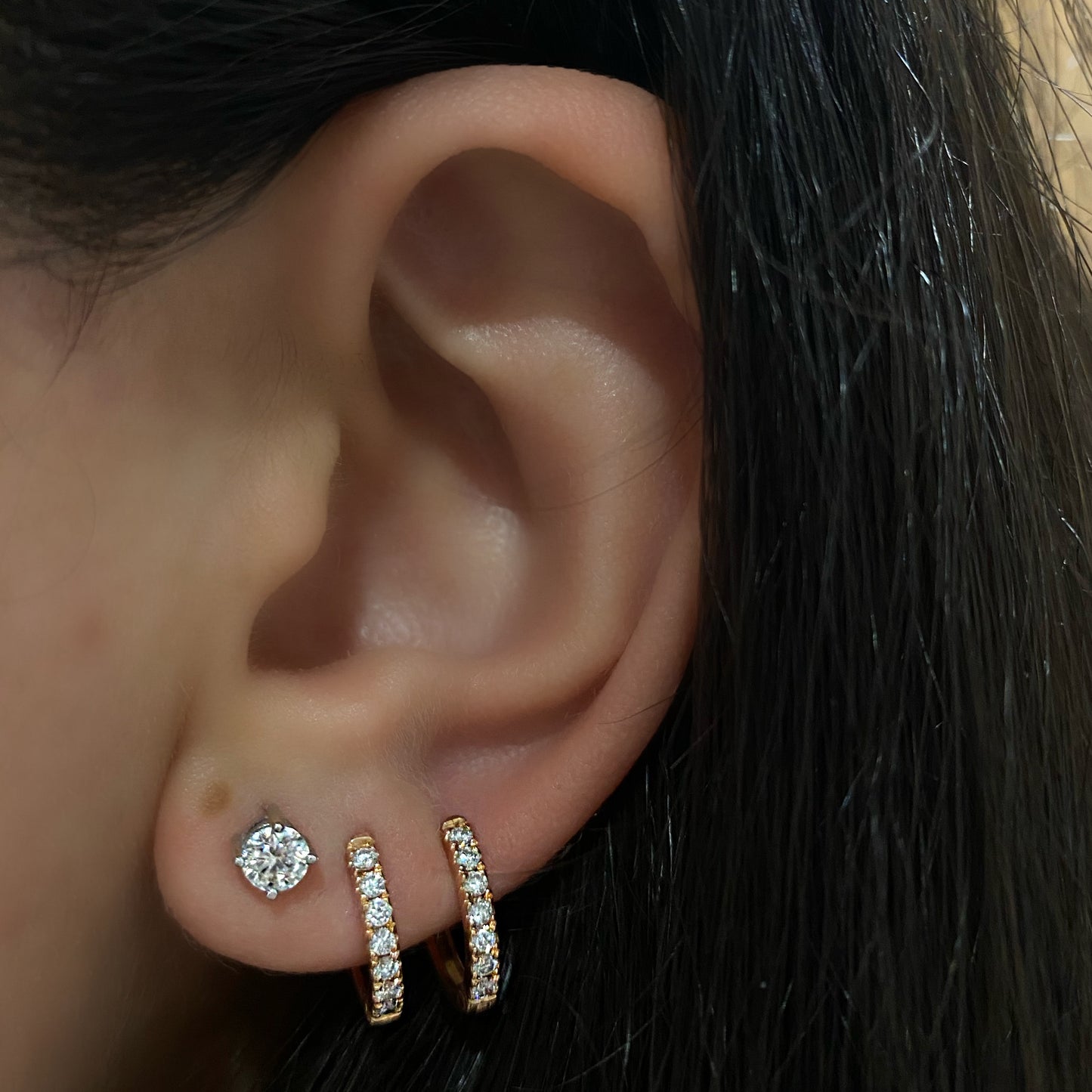 Arracada Malke de Diamante Blanco (Una pieza)