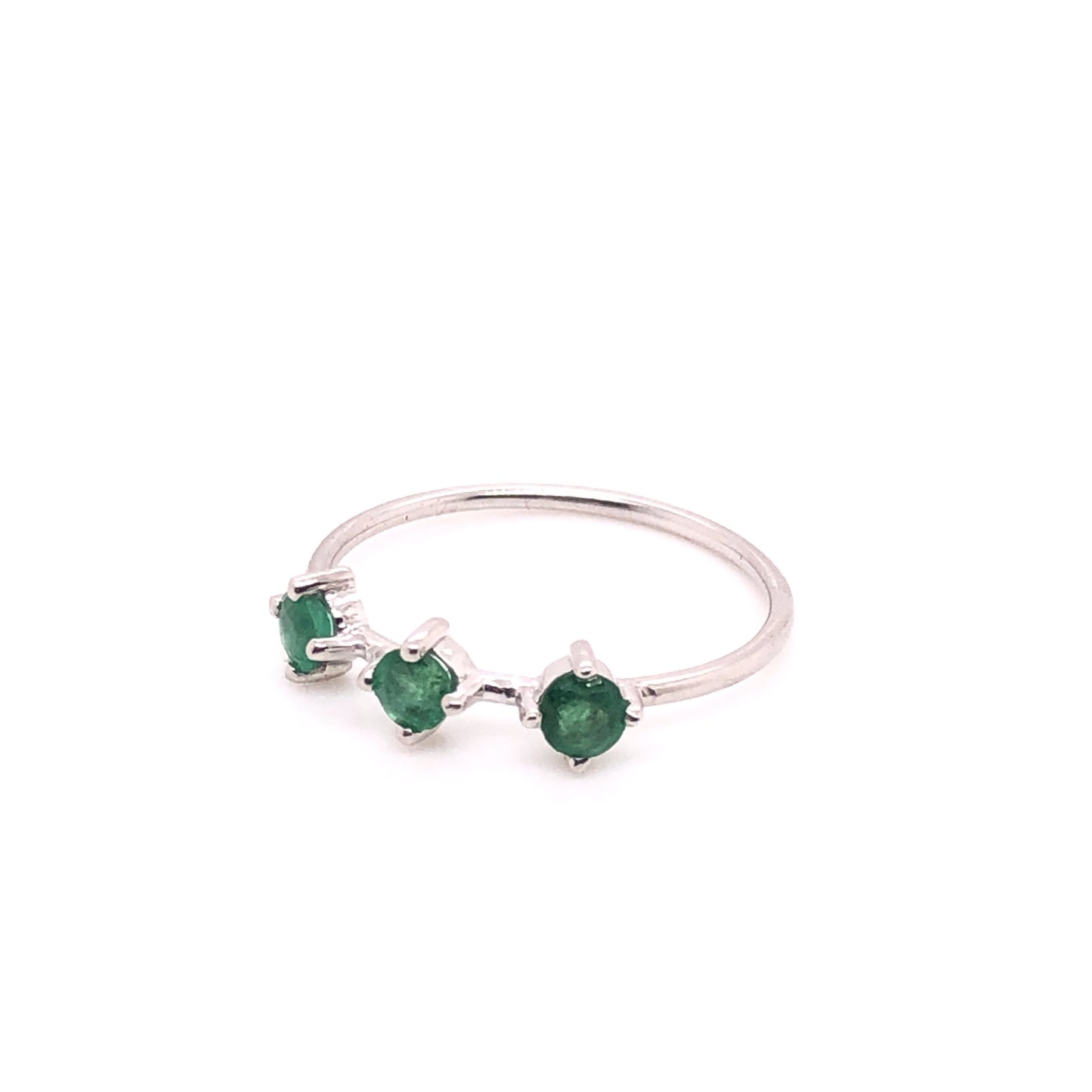 ENTREGA INMEDIATA / Anillo Renata de Esmeraldas / Oro Blanco 14k / Talla 5.75