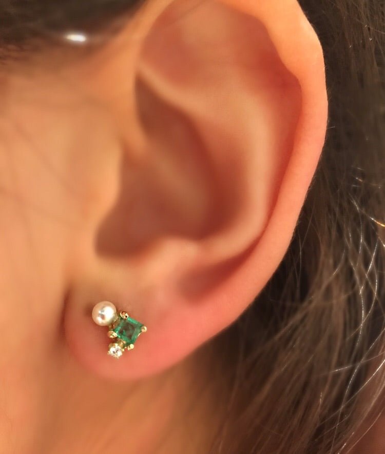 Arete Daniela con Esmeraldas, Diamantes y Perlas