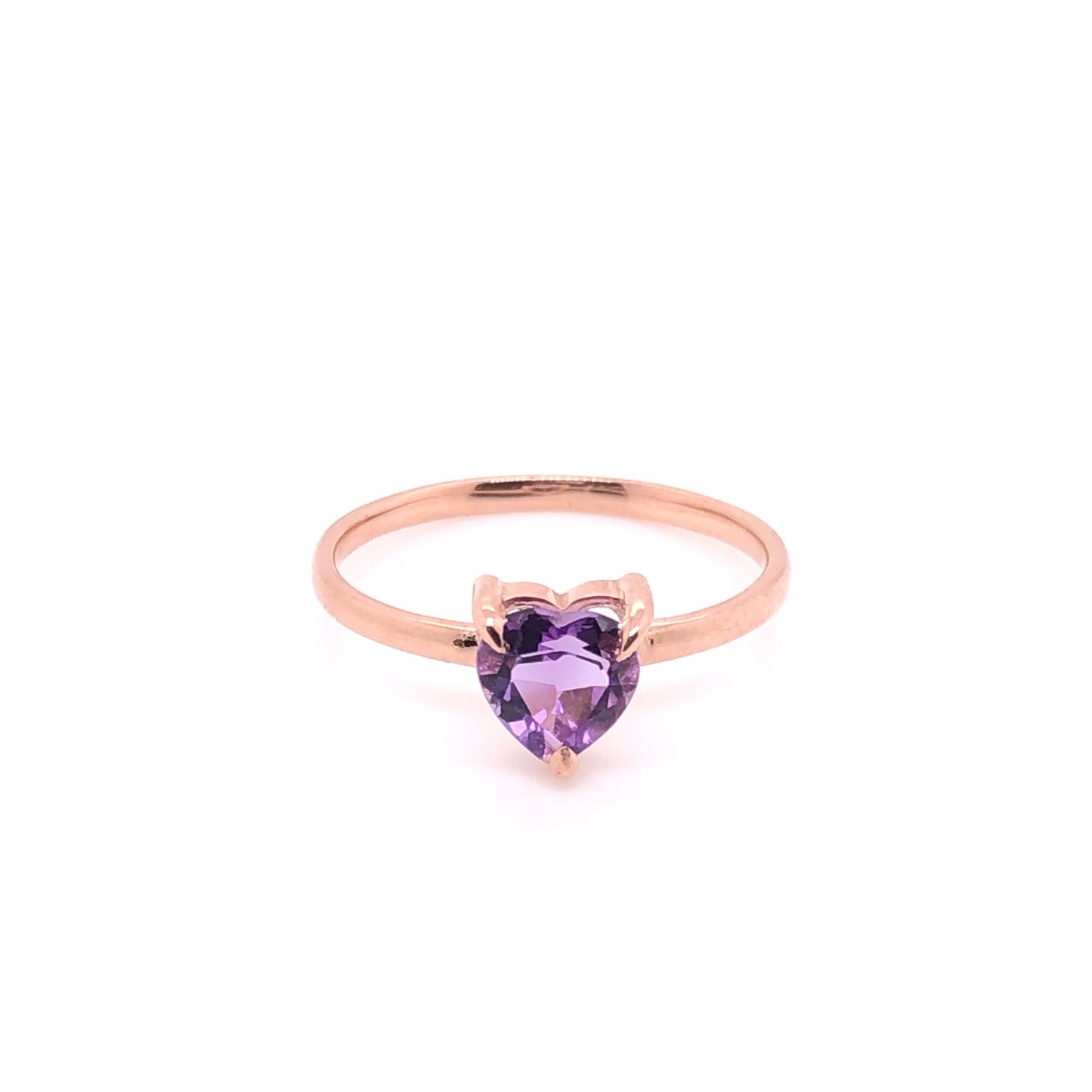 Amethyst ring in the shape of a small heart