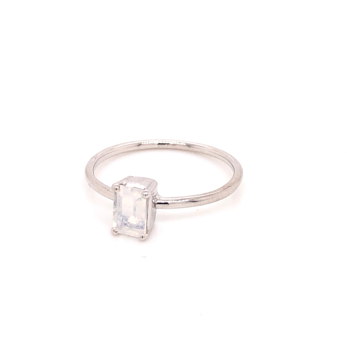 Emerald Cut Moonstone Solitaire Ring