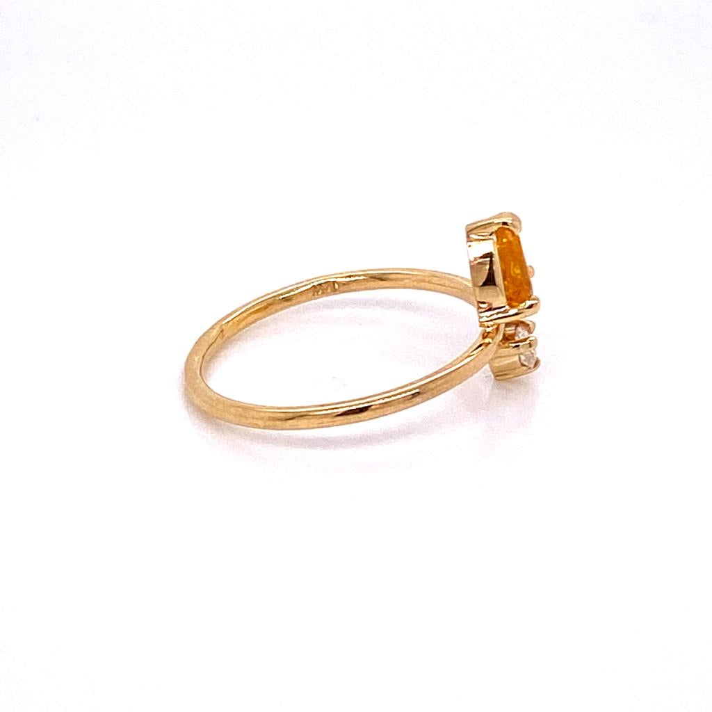 ENTREGA INMEDIATA / Anillo Zafiro Amarillo con Diamante Vertical / Oro amarillo 14k / Talla 6.5