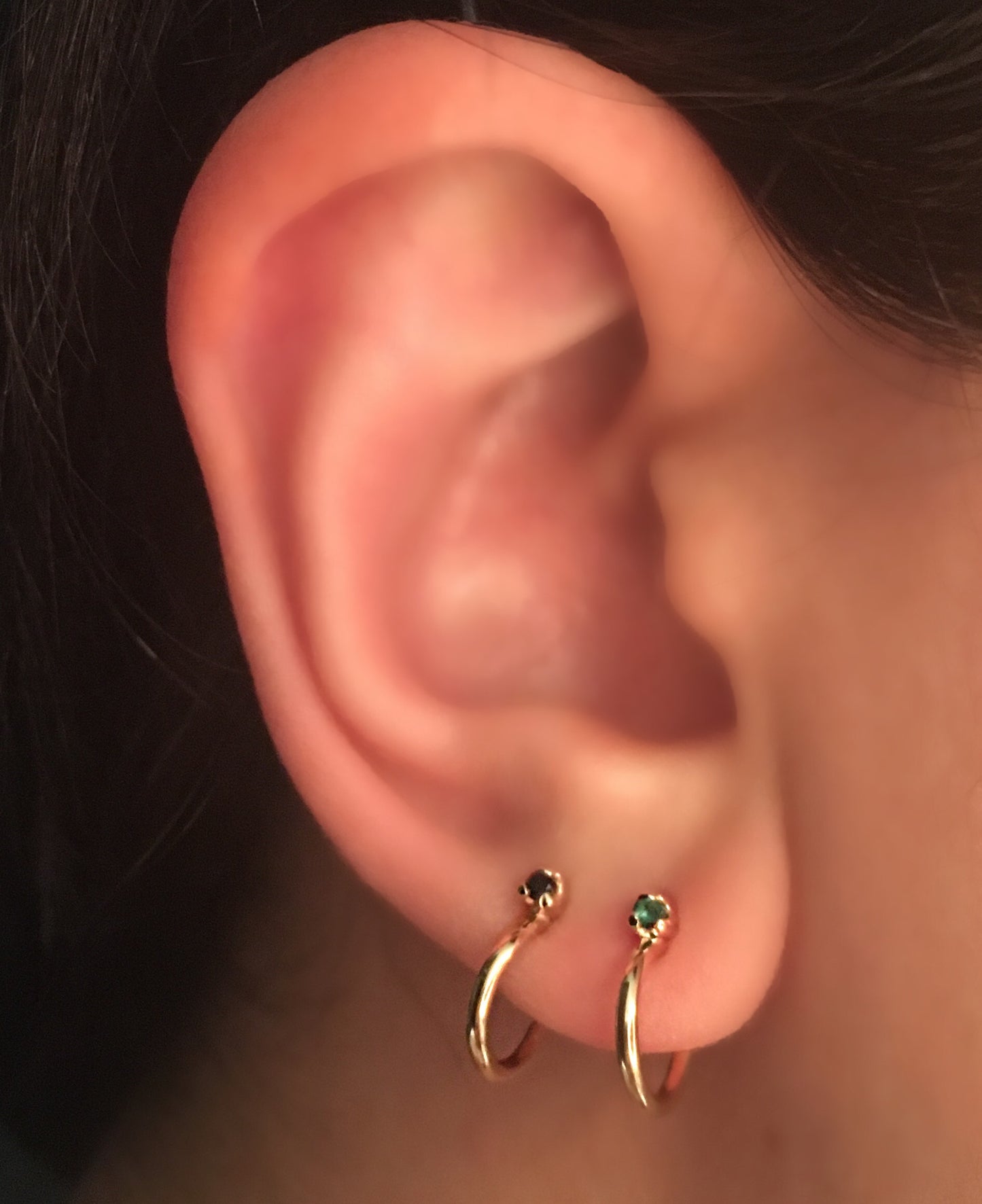 Natalia Gold Hoop Earrings with Stone (One Piece)