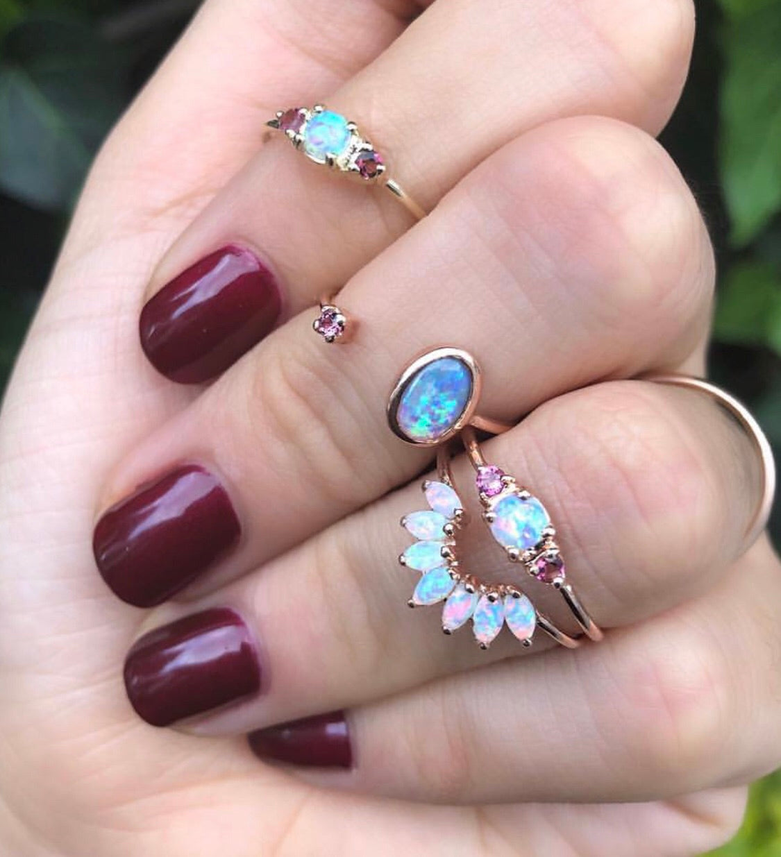 Opal Ring with Tourmalines