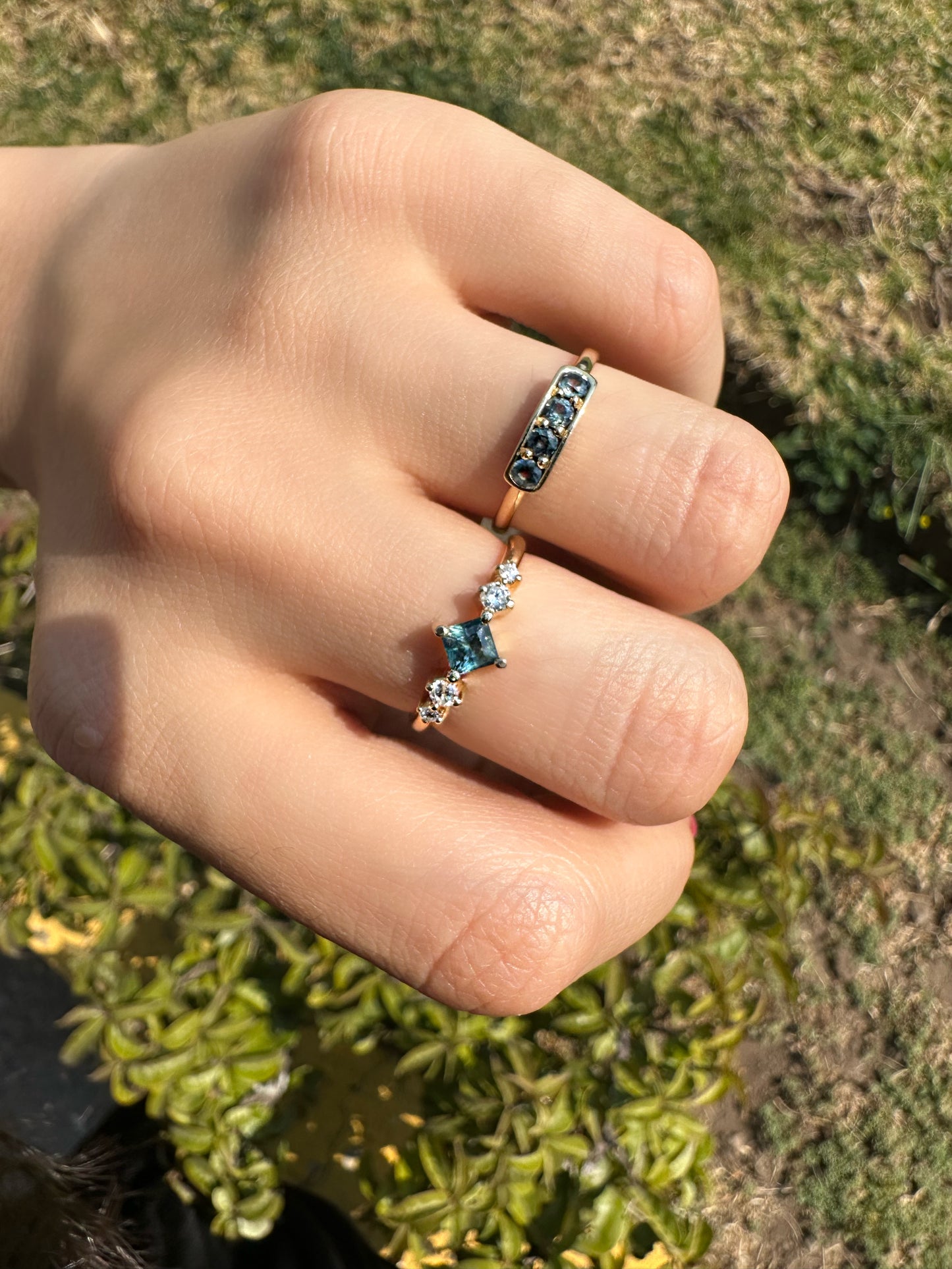 Lily Sapphire Greenish Blue Opalescent Ring