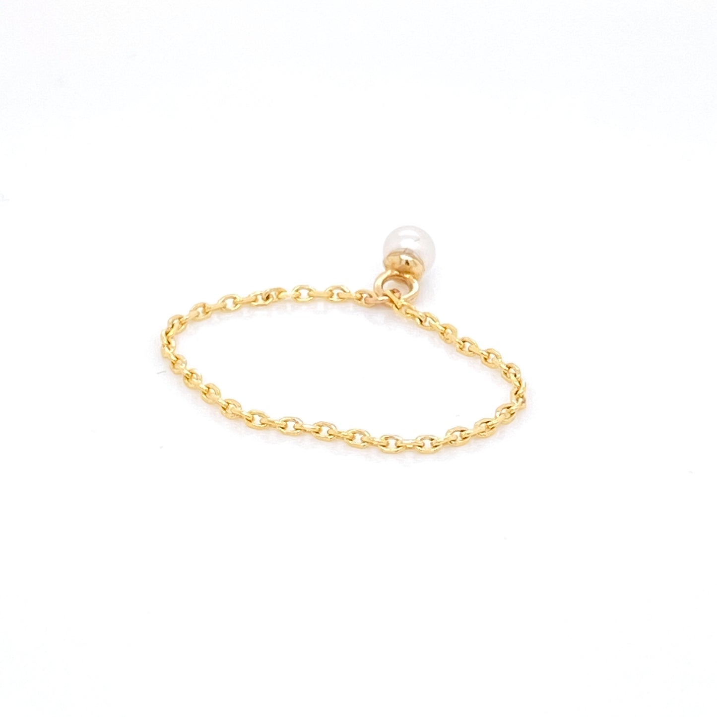 Anillo de Cadena con Perla colgante