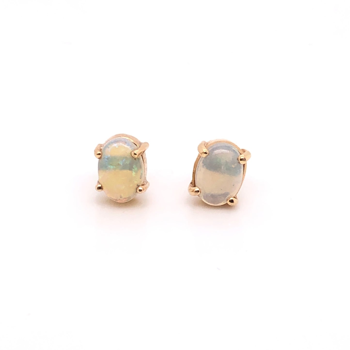ENTREGA INMEDIATA / Aretes Ópalo Única Pieza / Oro Amarillo 14k / Par