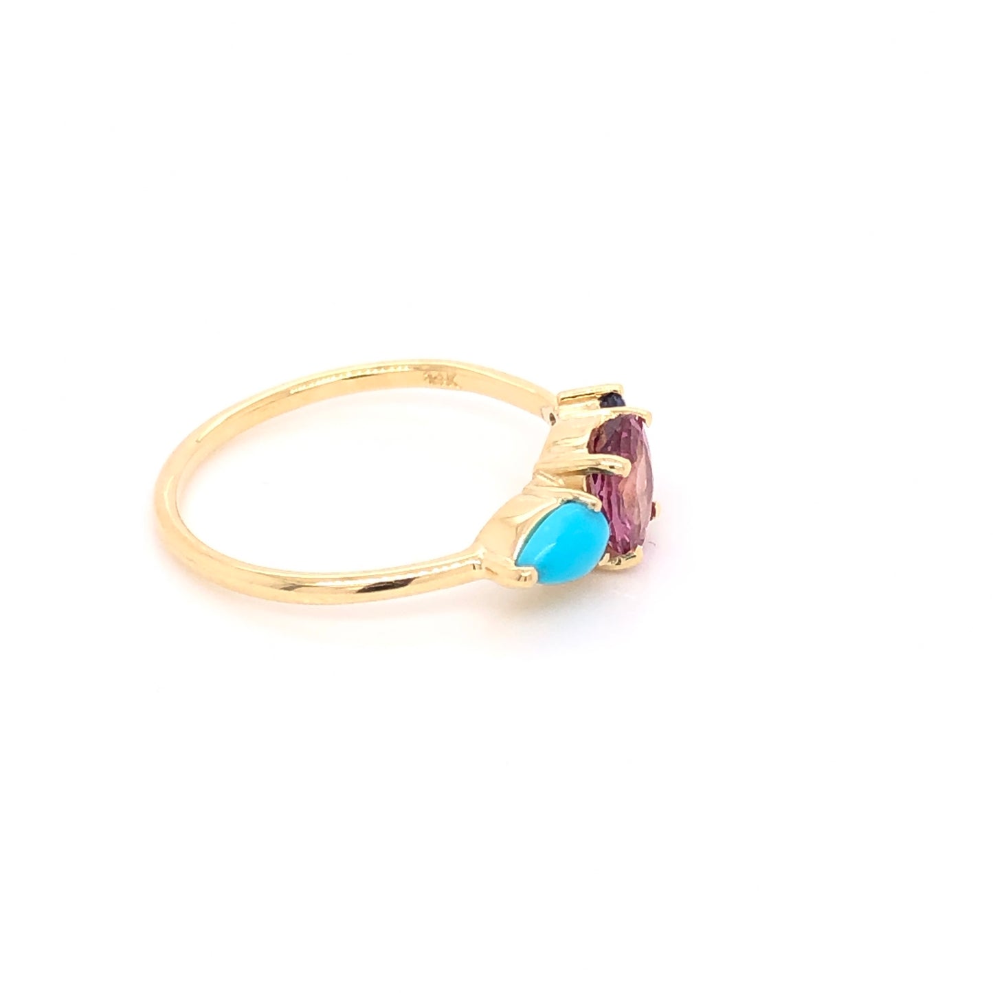 Anillo de Granate con Turquesa y Zafiro Azul
